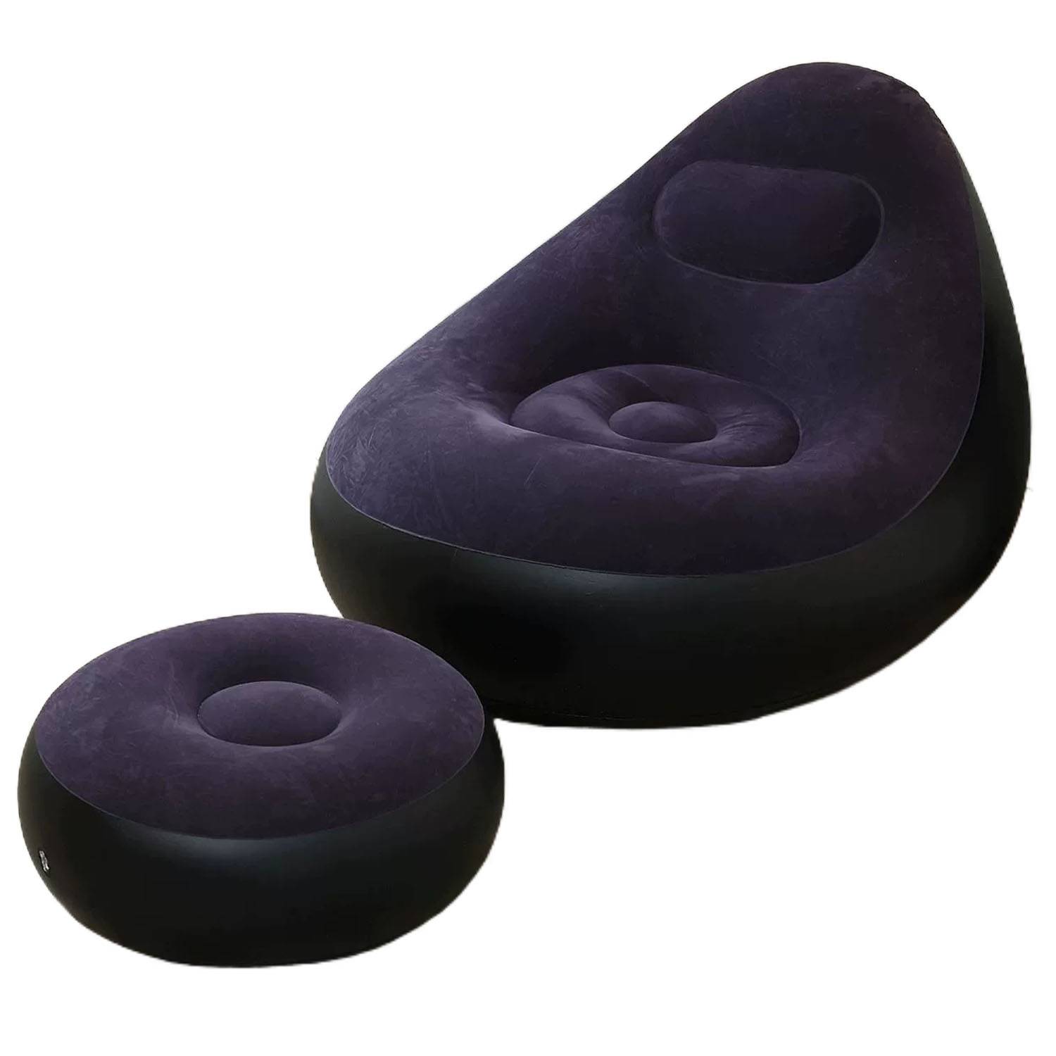 Foldable Inflatable Flocked PVC Sofa - Image 4