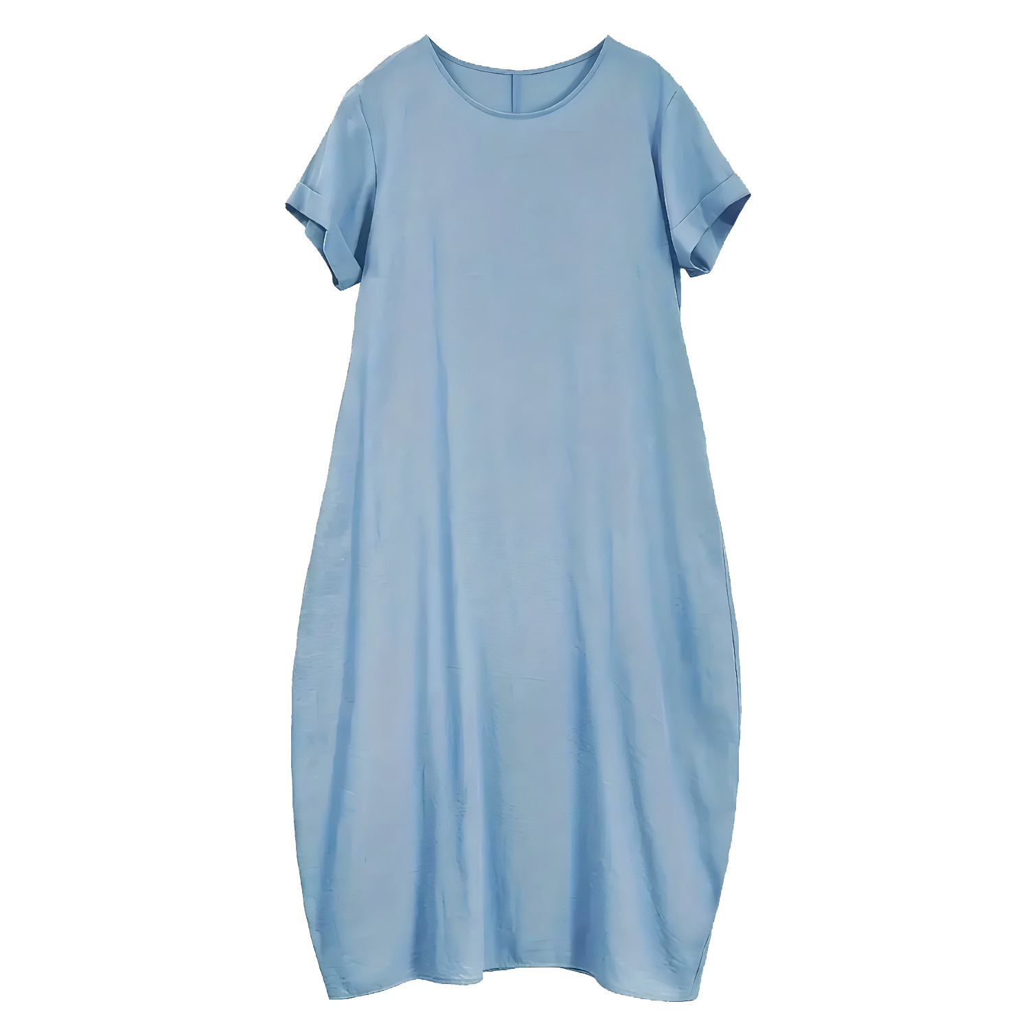 Casual Short Sleeve Round Neck Loose Long Dress - Image 7