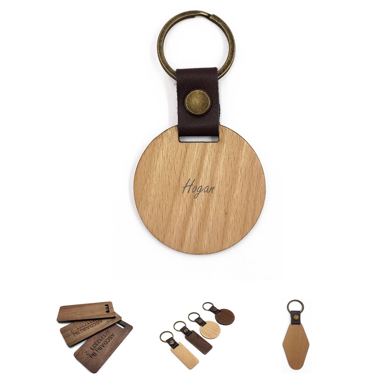 Creative Leather Wooden Keychain