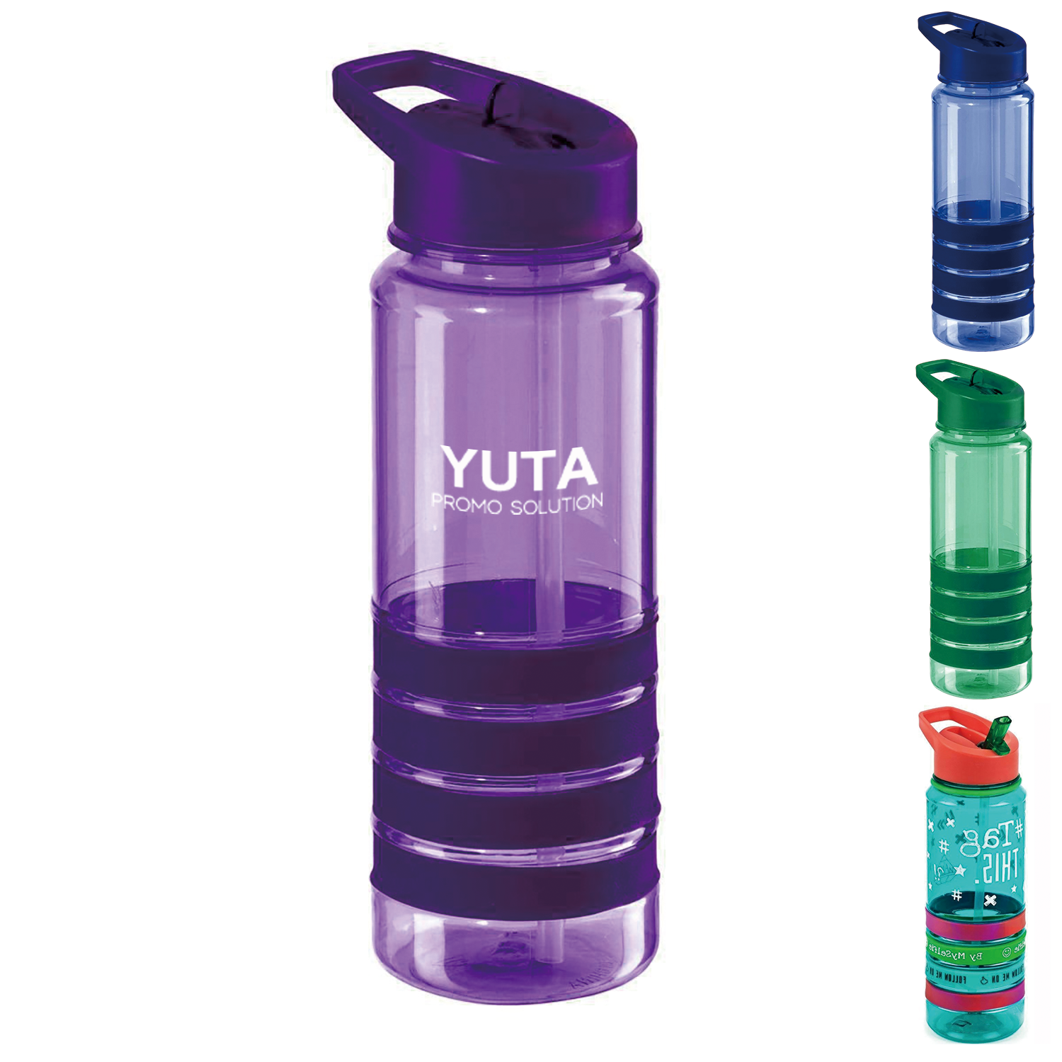 26Oz Lightweight Durable Plastic Water Bottle W/ Straw