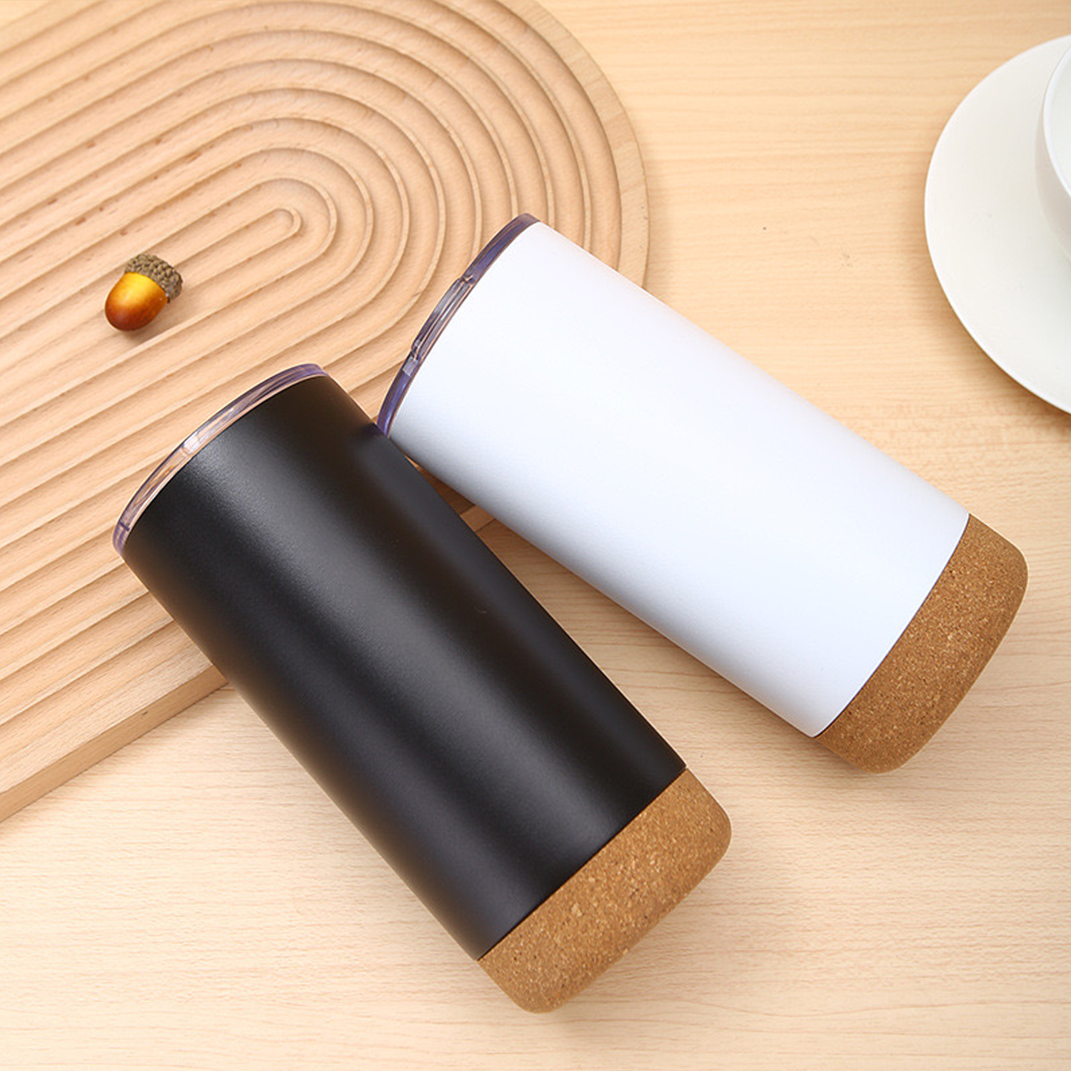 16oz Cork Base Vacuum Stainless Steel Tumblers Water Mug - Image 12