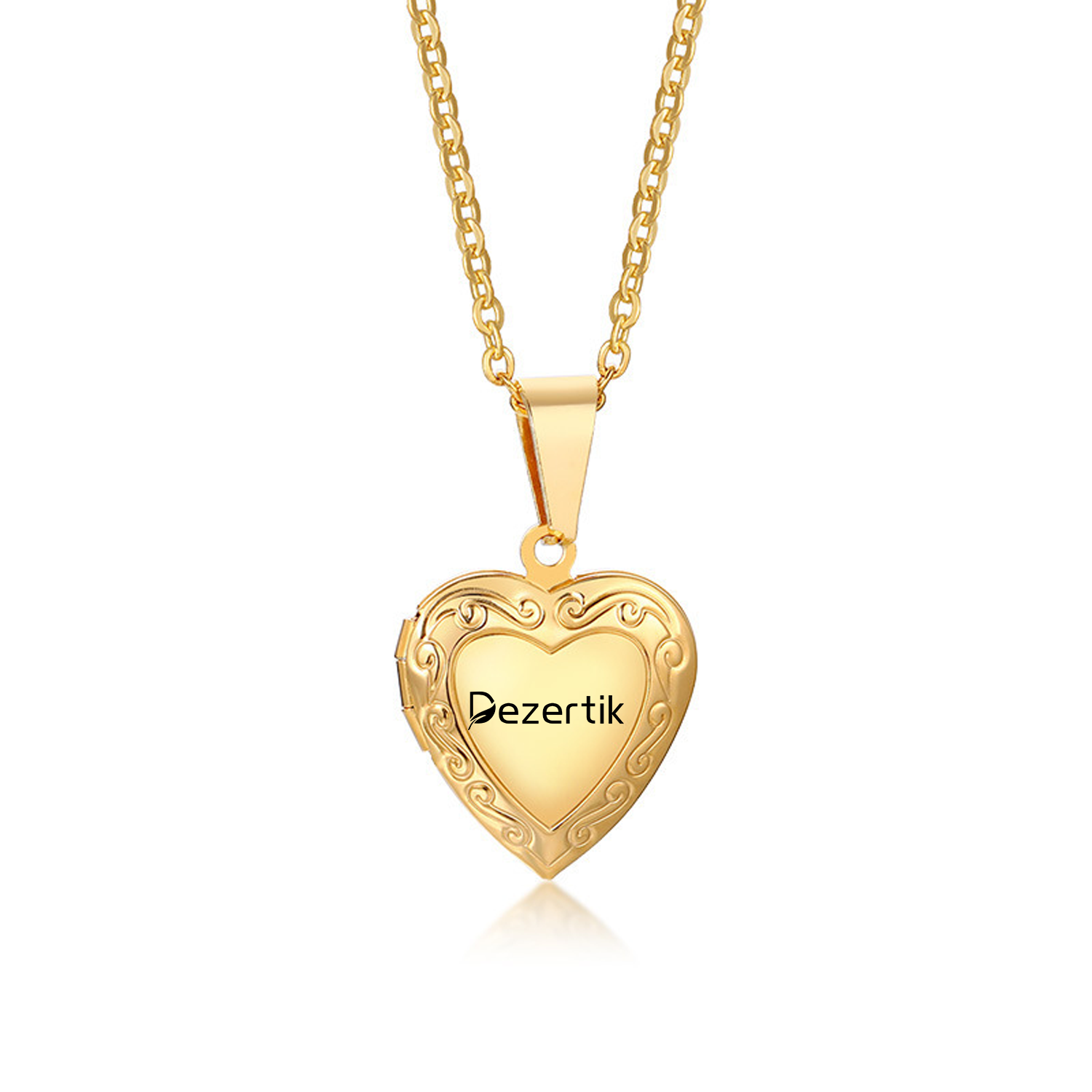 Golden Heart Shape Locket Necklace - Image 4