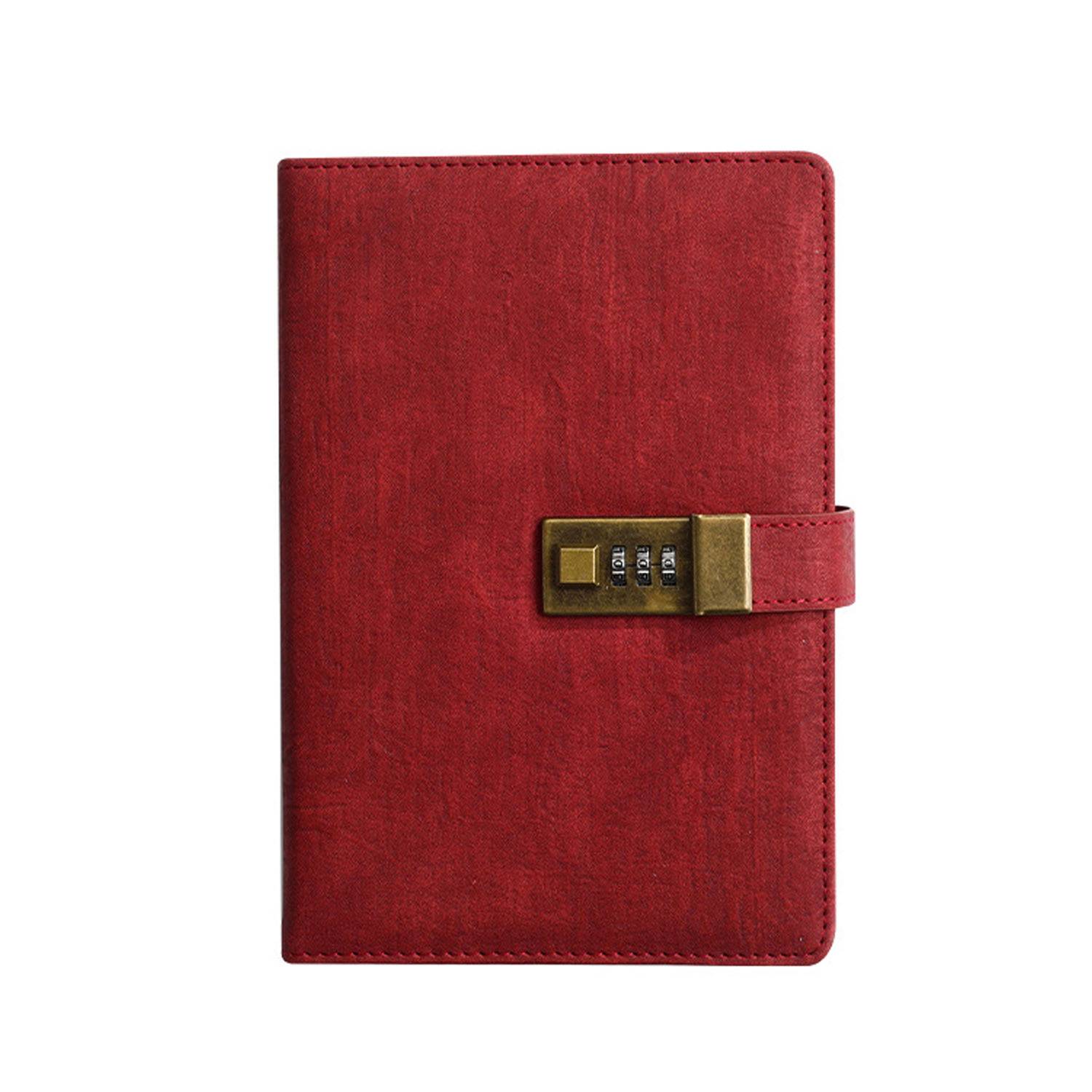 A5 PU Leather Journal Notebook w/ Metal Password Lock - Image 3