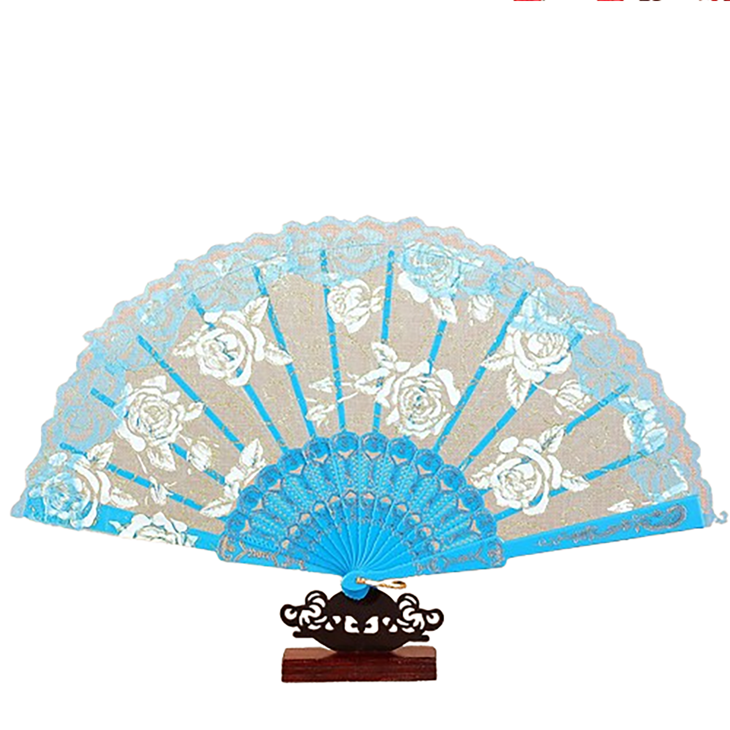 Rose Lace Handheld Folding Fan - Image 11