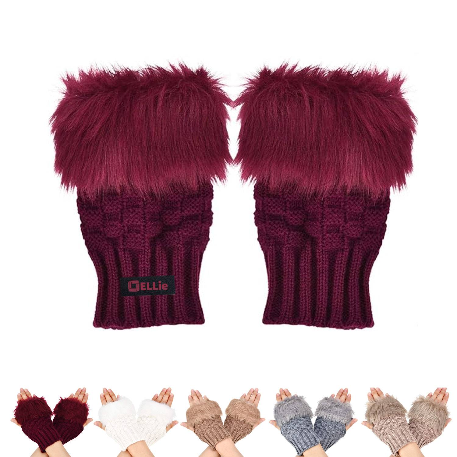 Winter knitted warm half-finger gloves for women