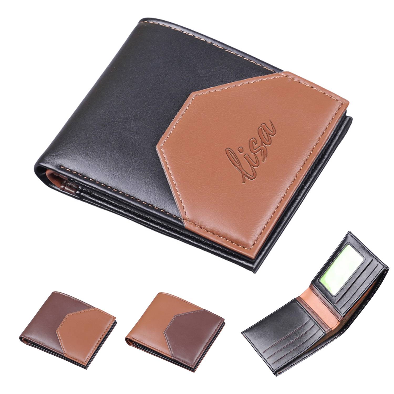 Men PU Leather Bifold Wallet Card Holder
