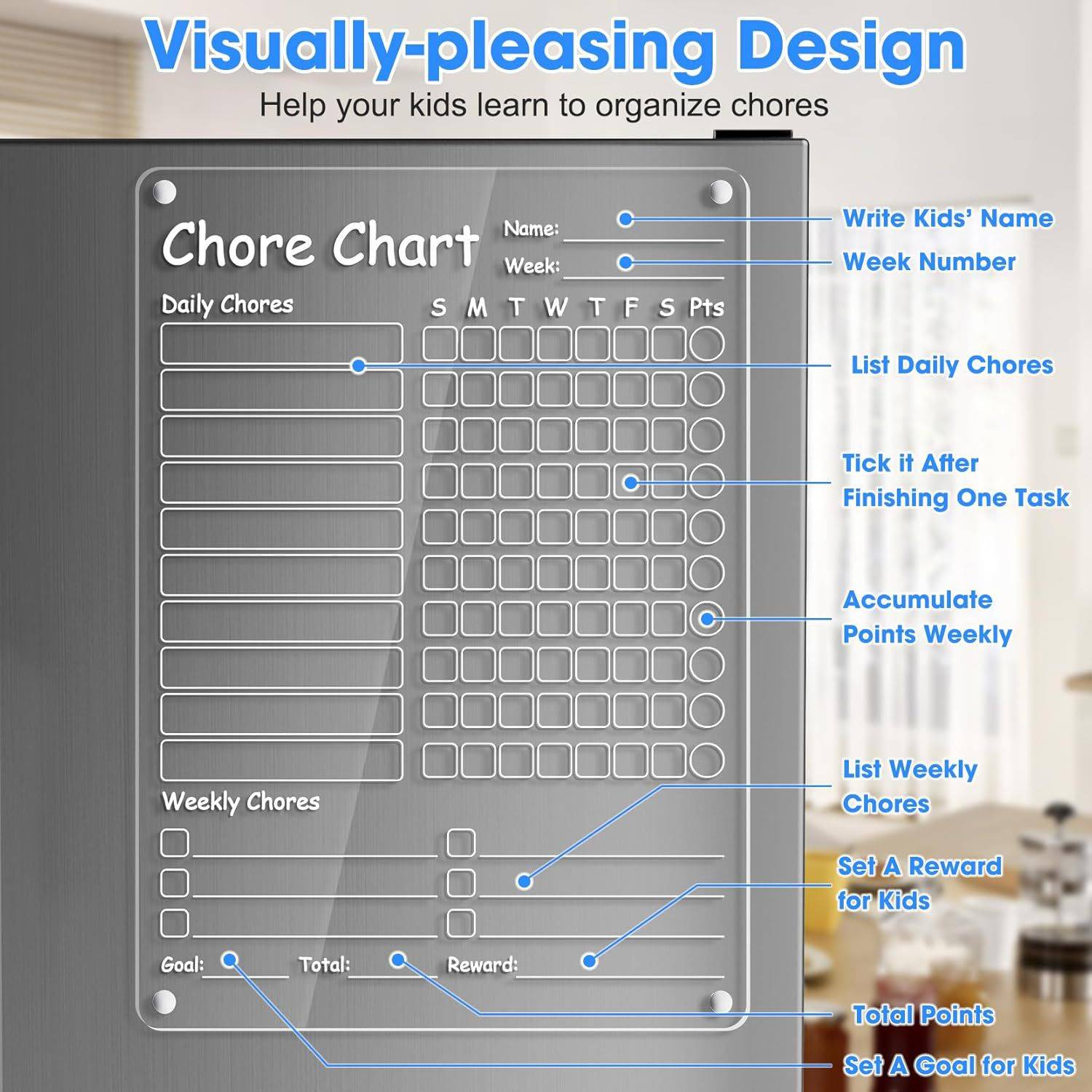 Clear Acrylic Magnetic Dry Erase Memo Board w/ Markers