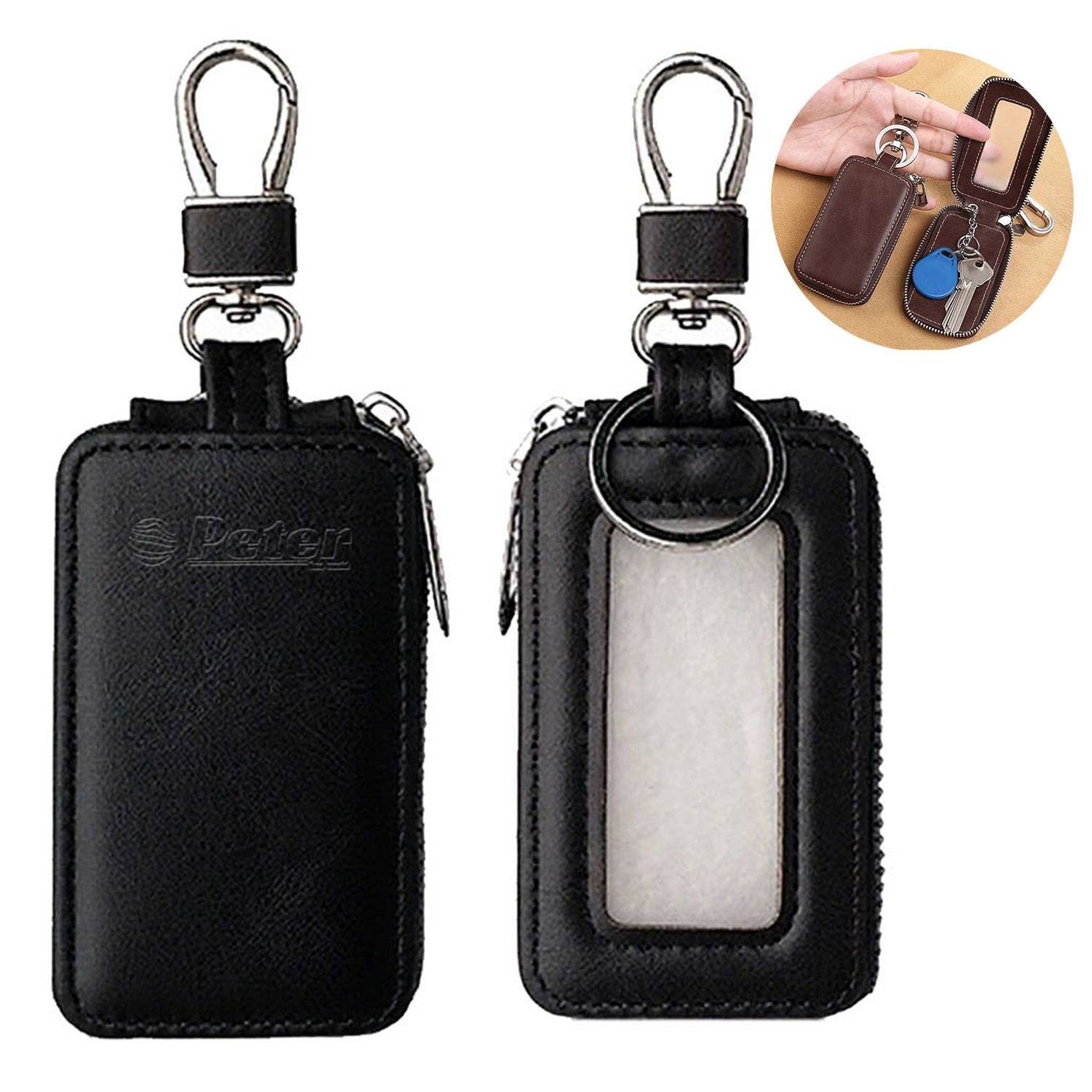 Universal PU Leather Zipper Car Key Pouch