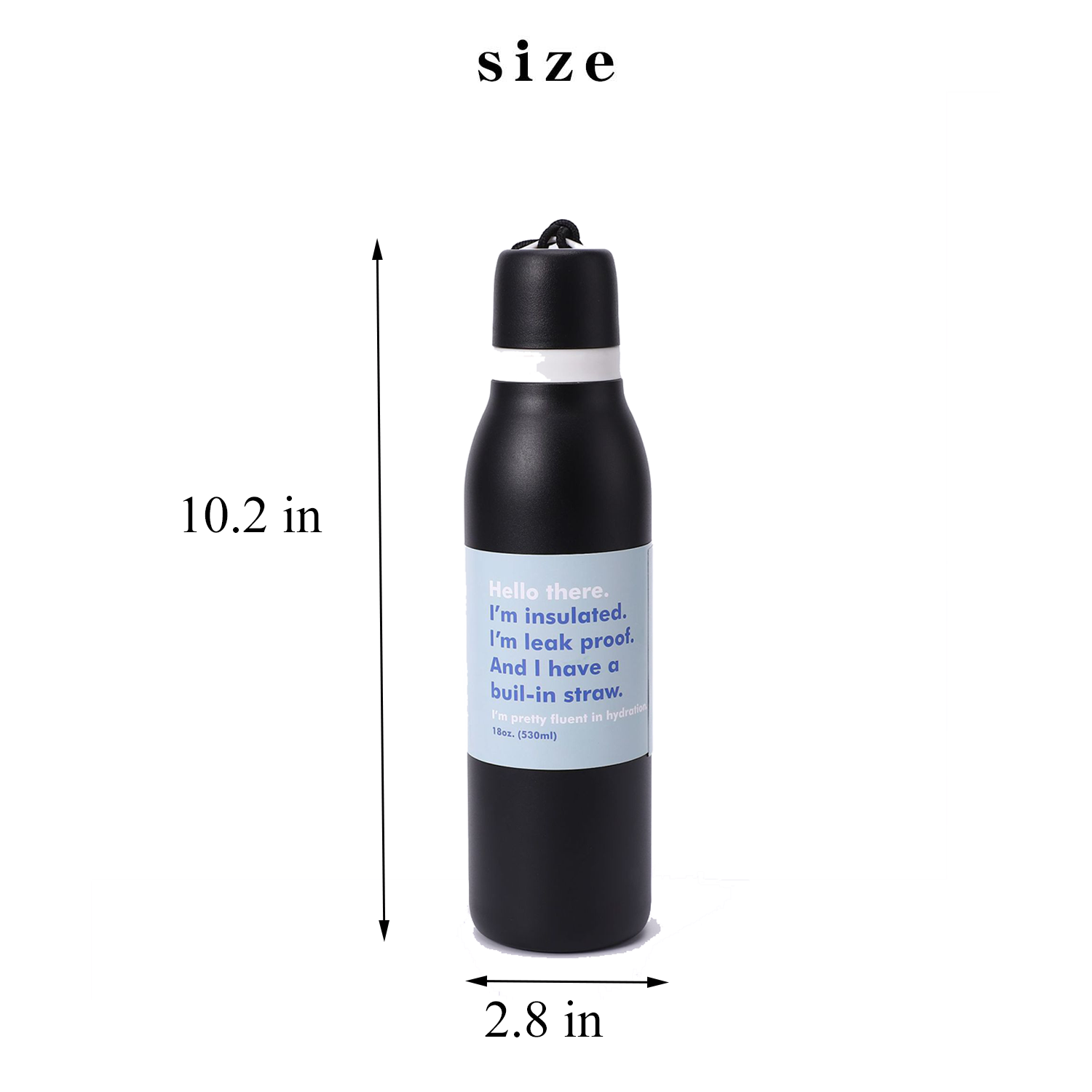 18oz Bowling Shaped Stainless Steel Insulated Sports Bottle - Image 4