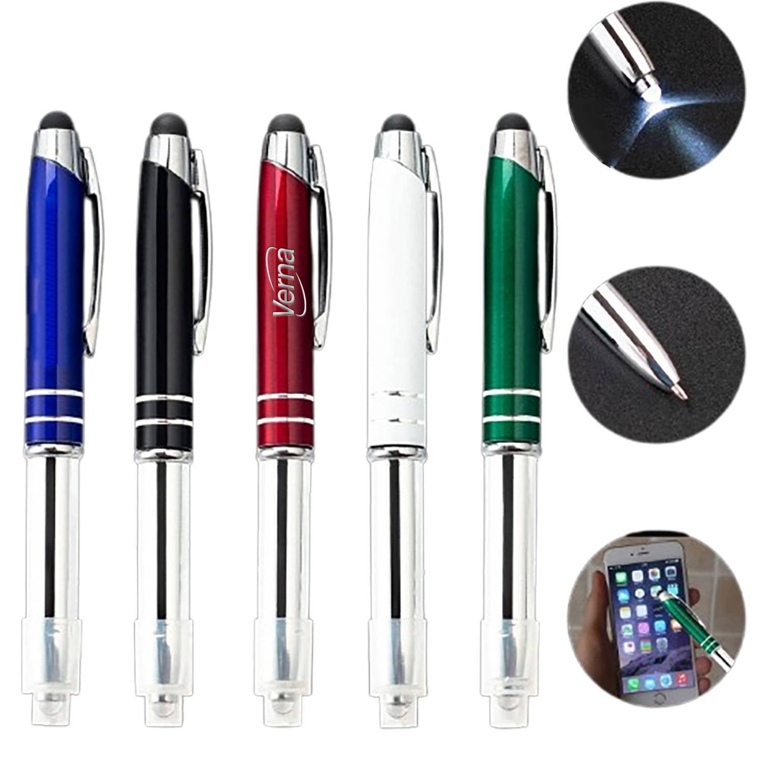 3 in 1 LED Light Metal Stylus Ballpoint Pen