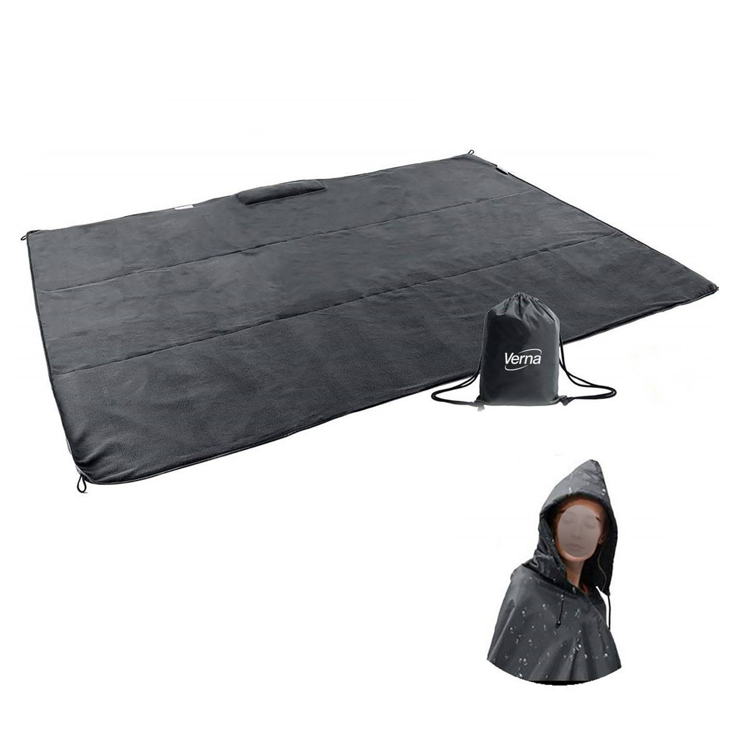 Waterproof Oxford Hooded Rain Poncho Foldable Camping Mat