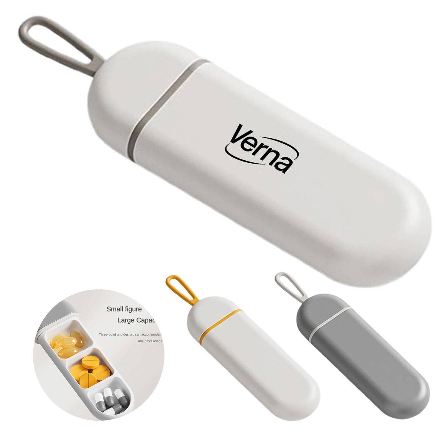 Portable 3-Compartment Pill Organizer Box