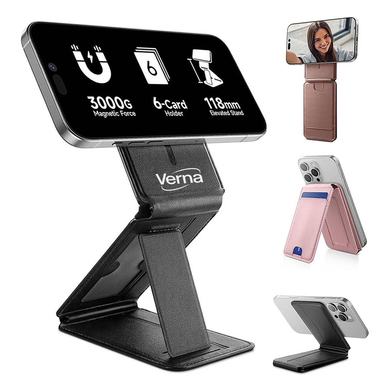 PU Leather Folding Magnetic Phone Holder Card Case