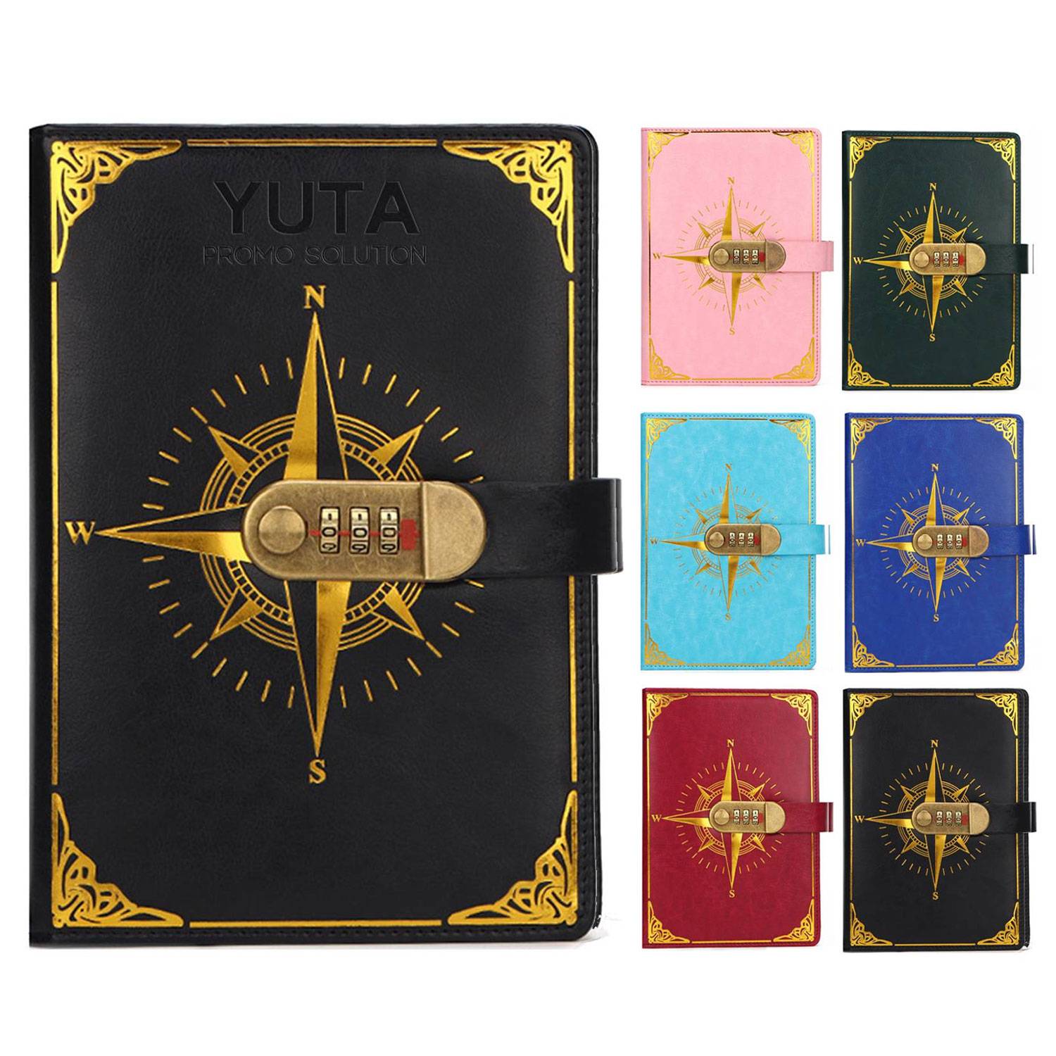 A5 PU Leather Journal Notebook w/ Password Lock