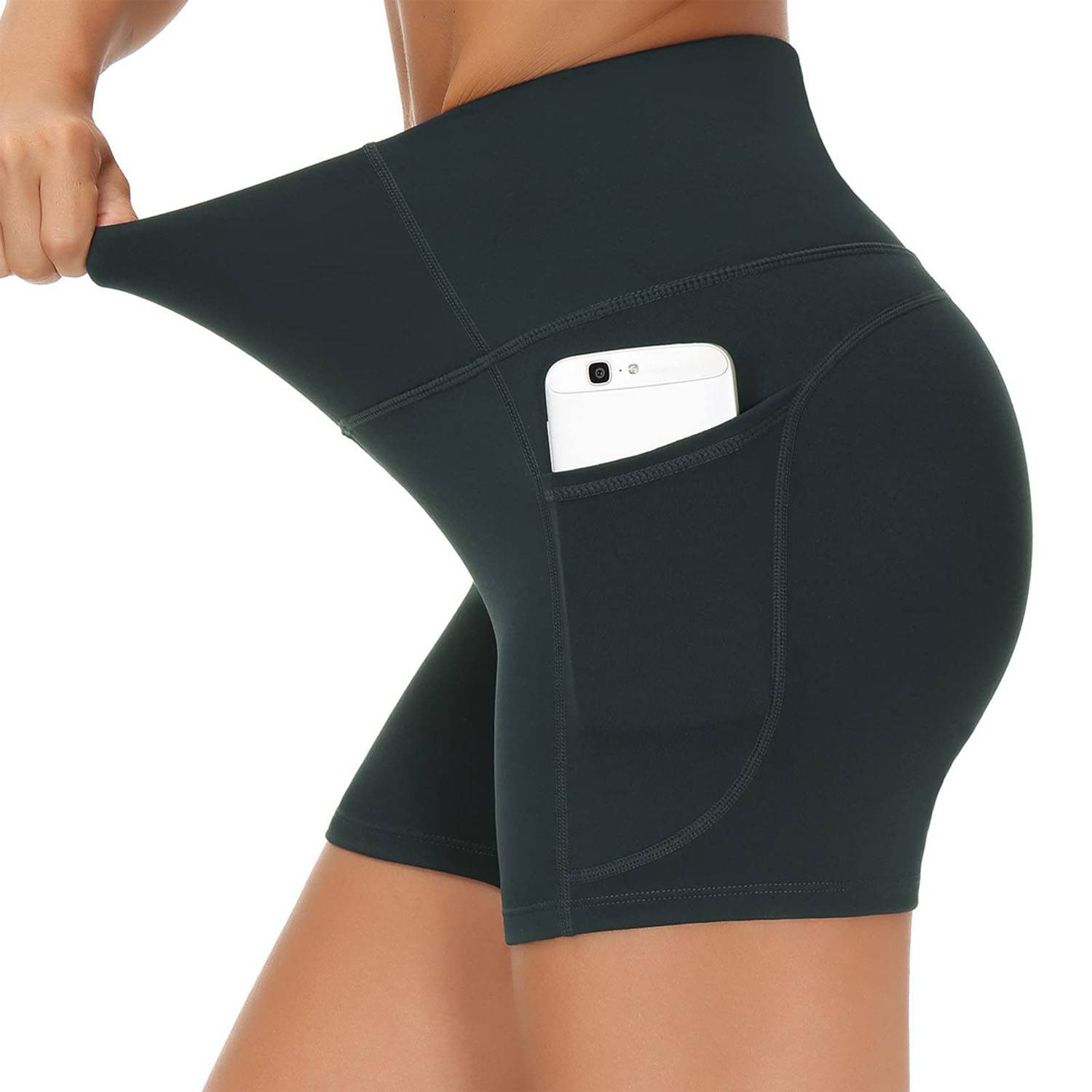 High Waist Breathable Polyester Workout Shorts w/ Pockets - Image 4