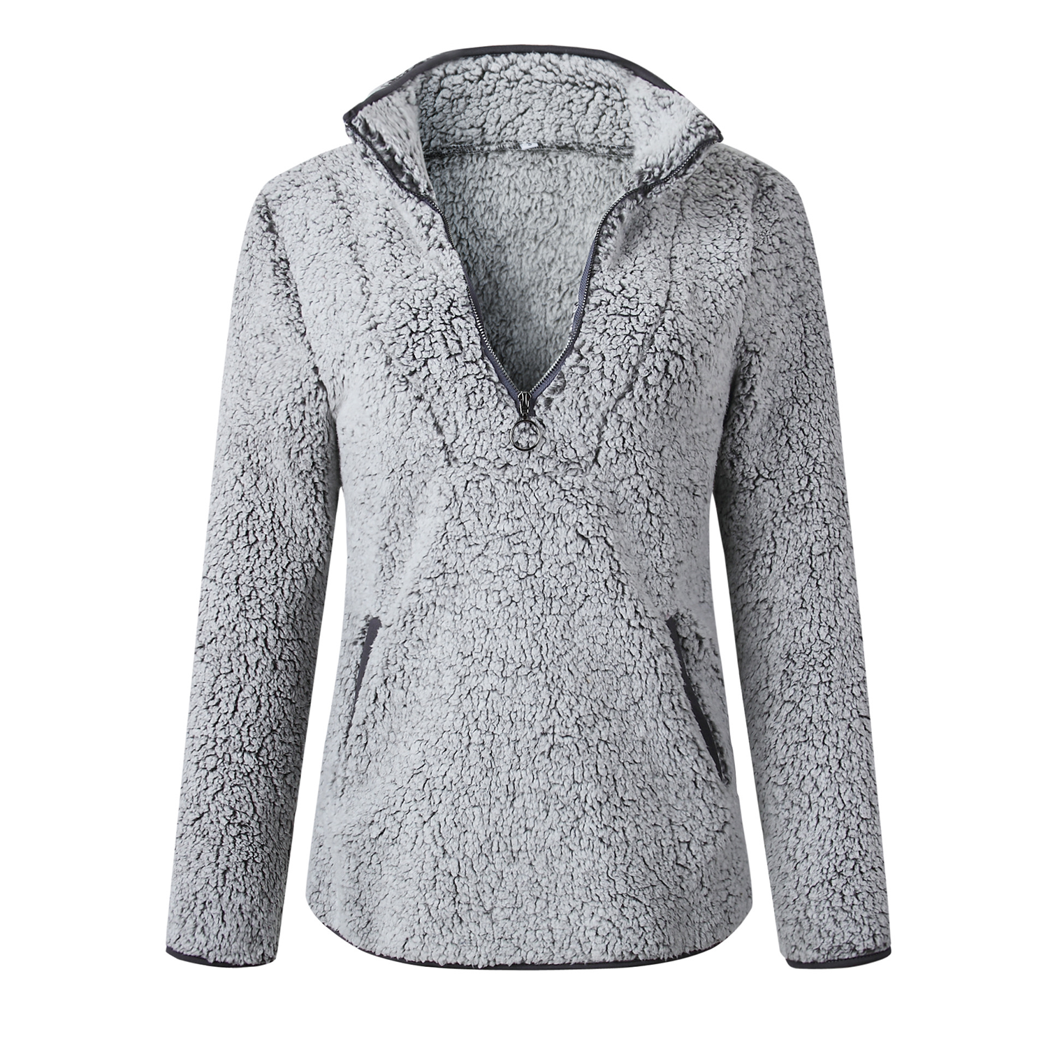 Winter Women's Fuzzy Long Sleeve Zipper Jacket - Image 5