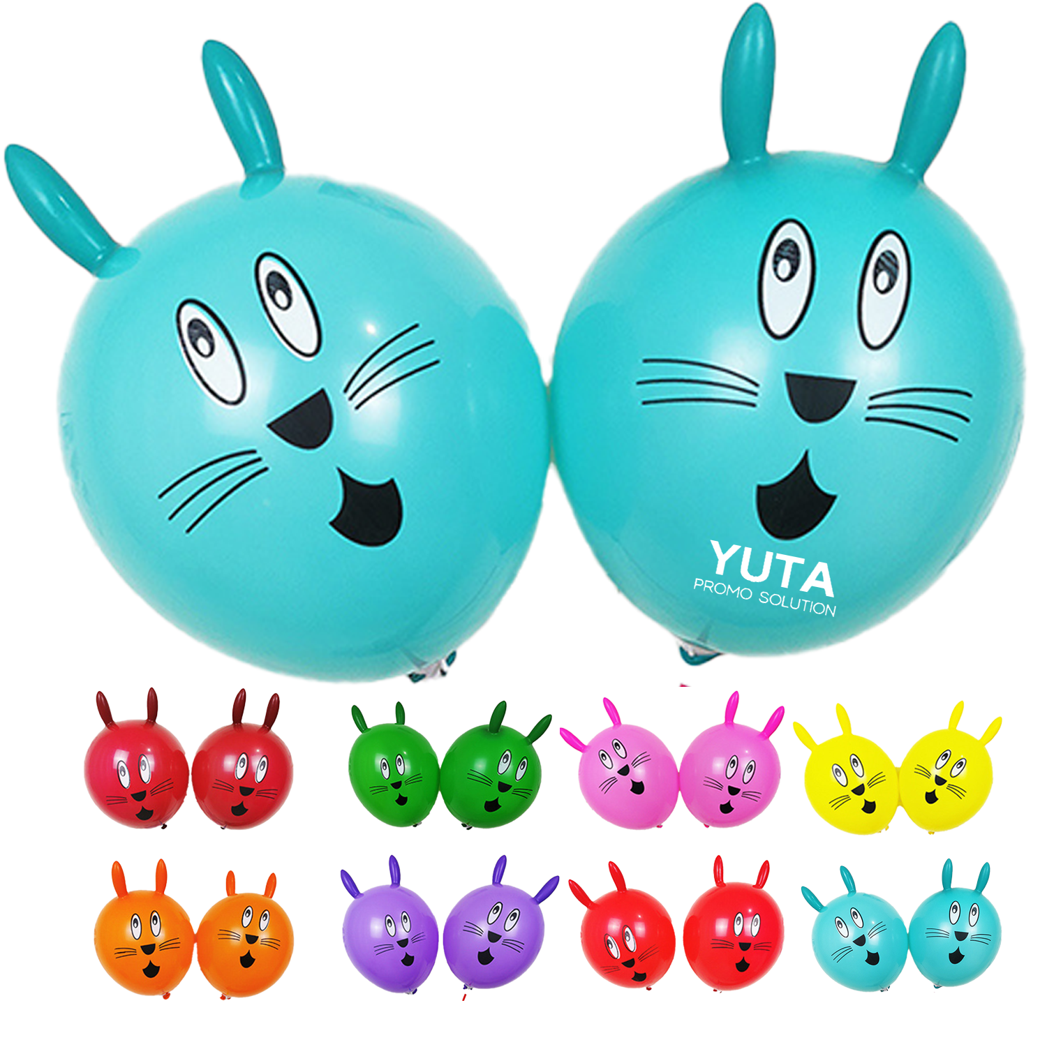 2PCS Thick Latex Big Head Rabbit Balloon