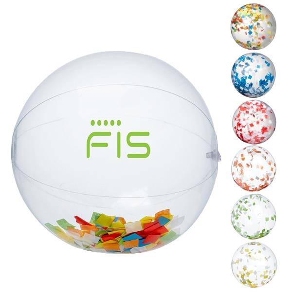 16" Confetti Filled Round Clear Beach Ball