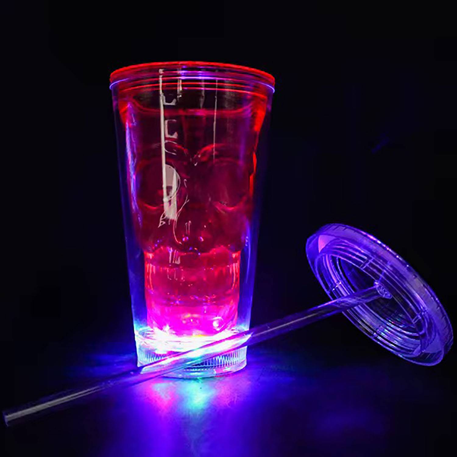 12oz LED Light Up Halloween Skeleton Straw Cup - Image 6