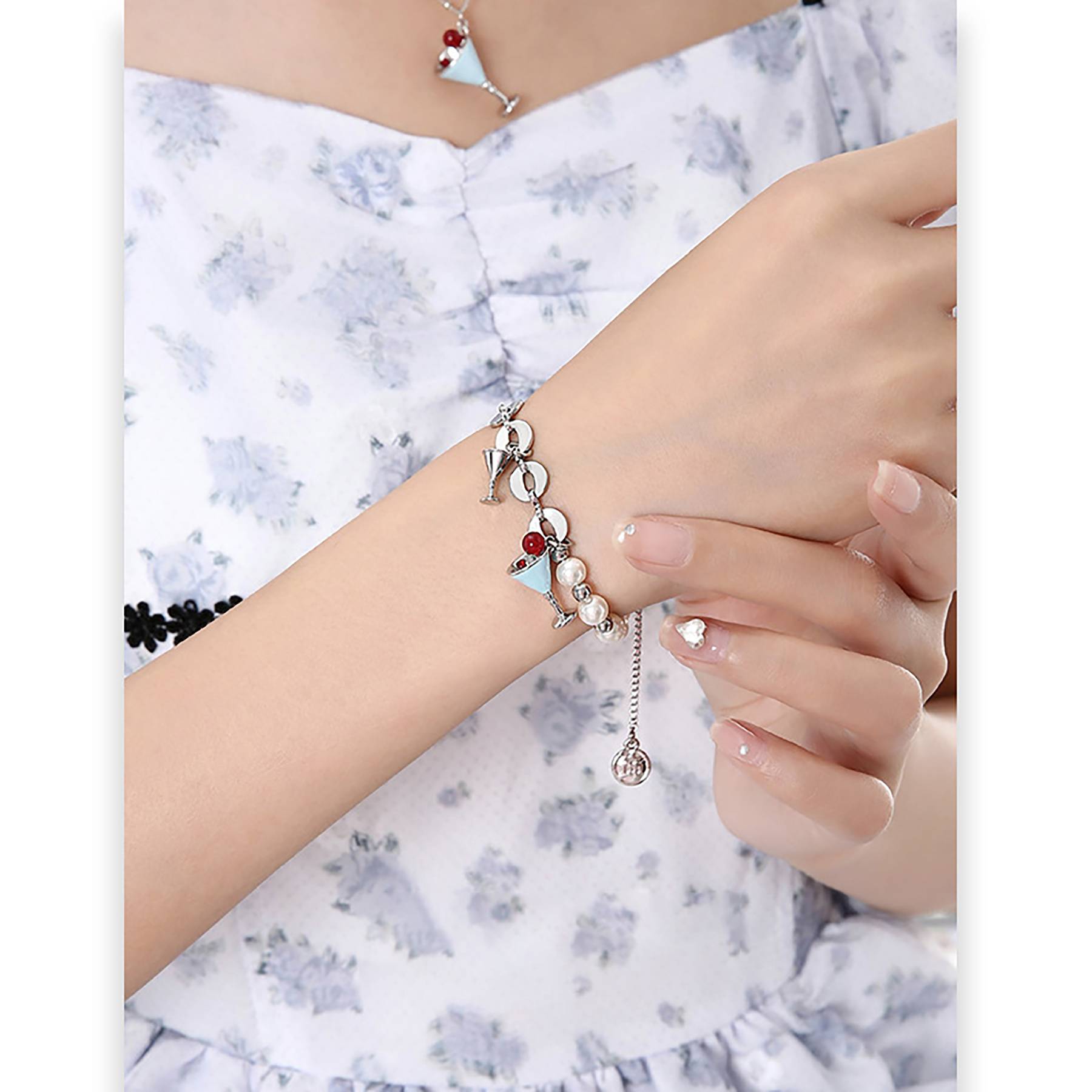 Wine Goblet Pearl Bracelet - Image 5