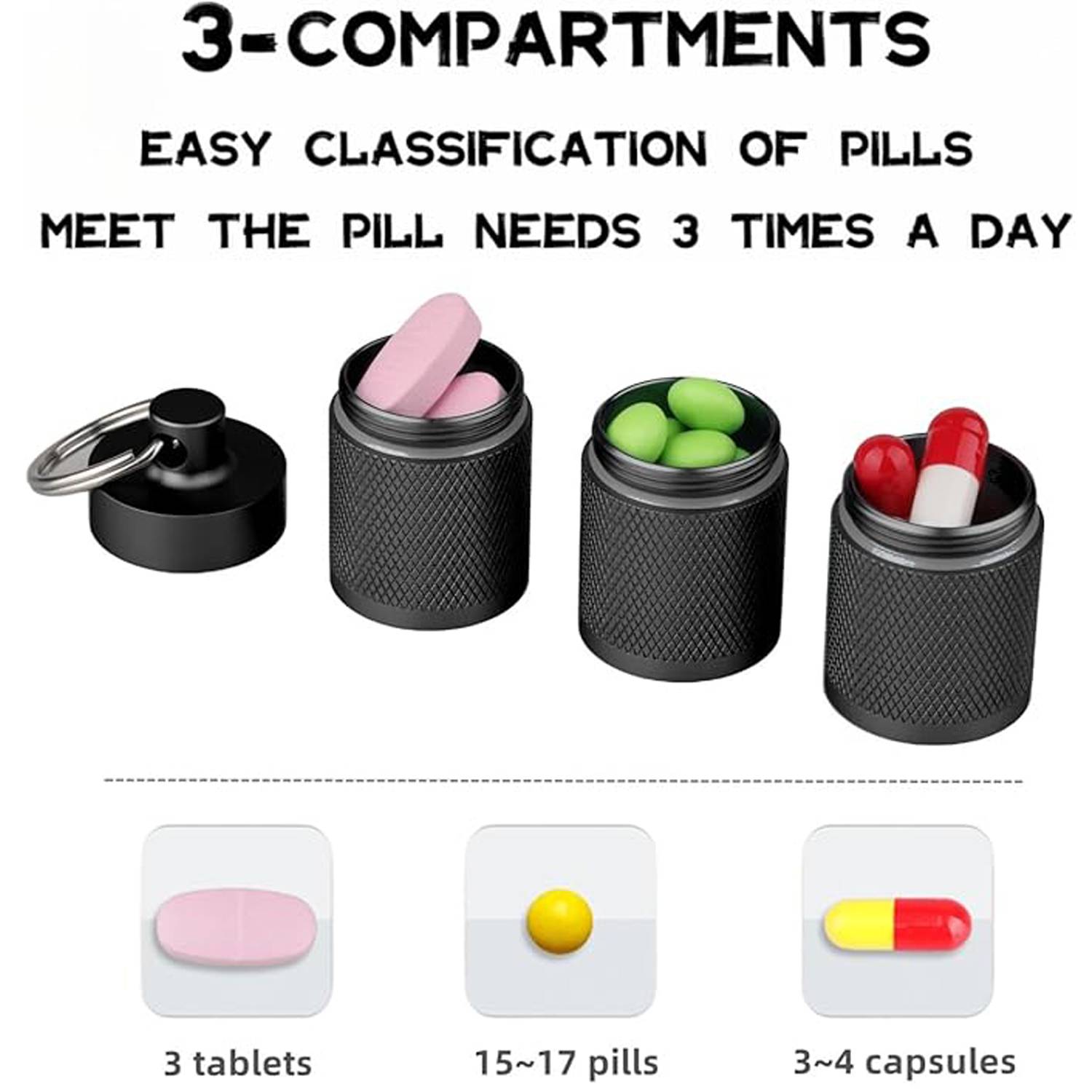 Compact Waterproof Aluminum Pill Container for First Aid - Image 6