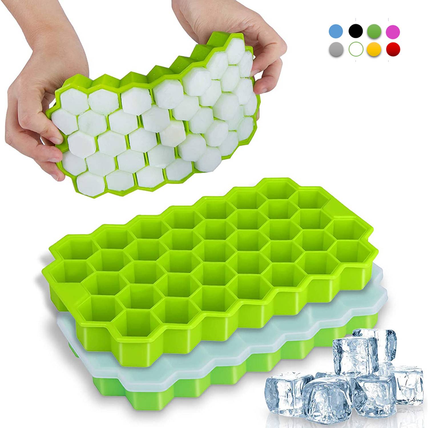 Silicone Stackable Ice Cube Tray With Lid
