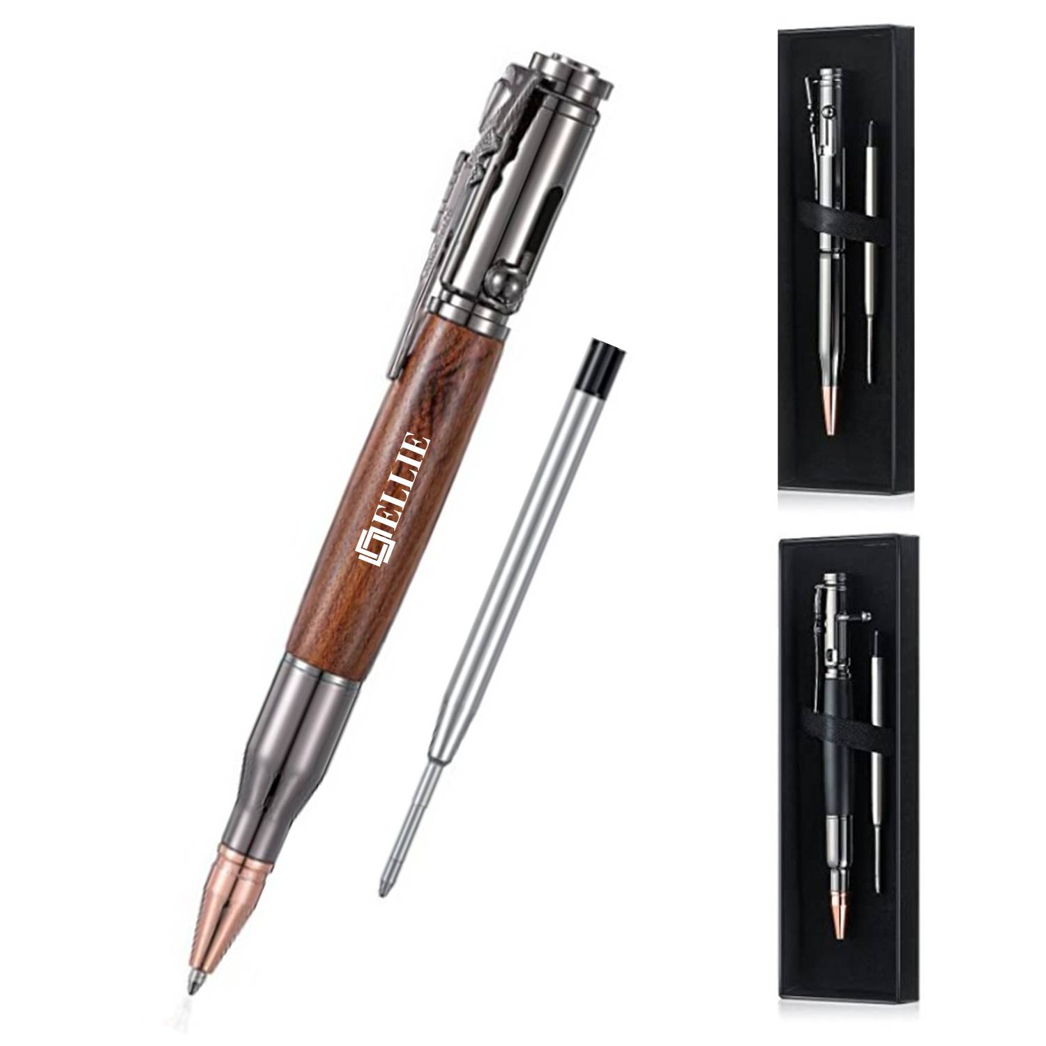Bullet-Shaped Ballpoint Pen With Bolt Action