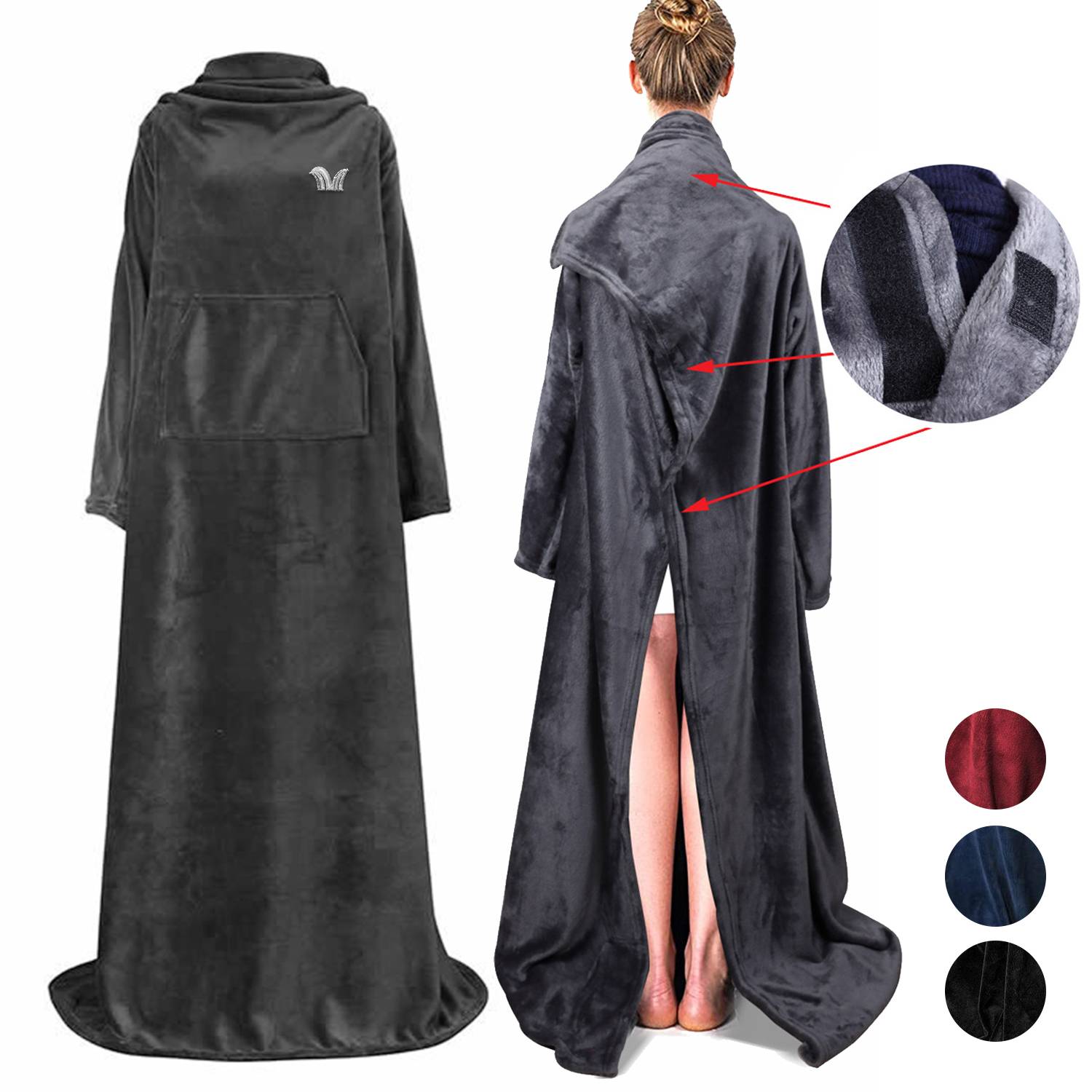 Oversized Microfiber & Sherpa Wearable Blanket