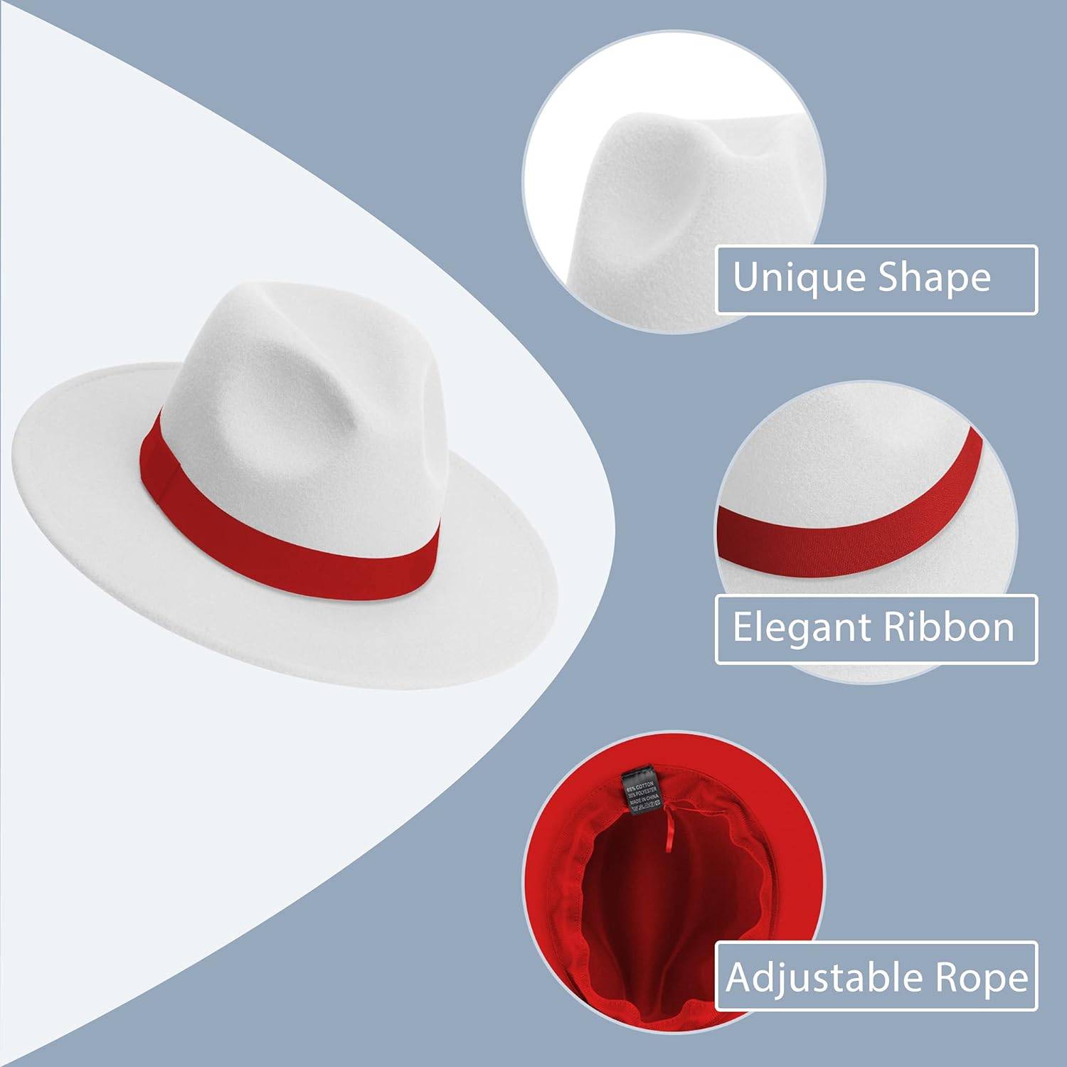 Wide Brim Fedora Hats for Women Men - Image 4