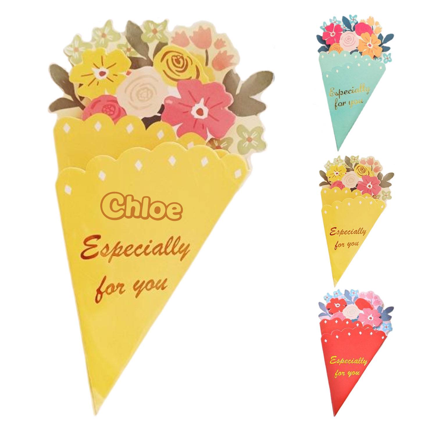 3D Paper Flower Bouquet Pop Up Greeting Card