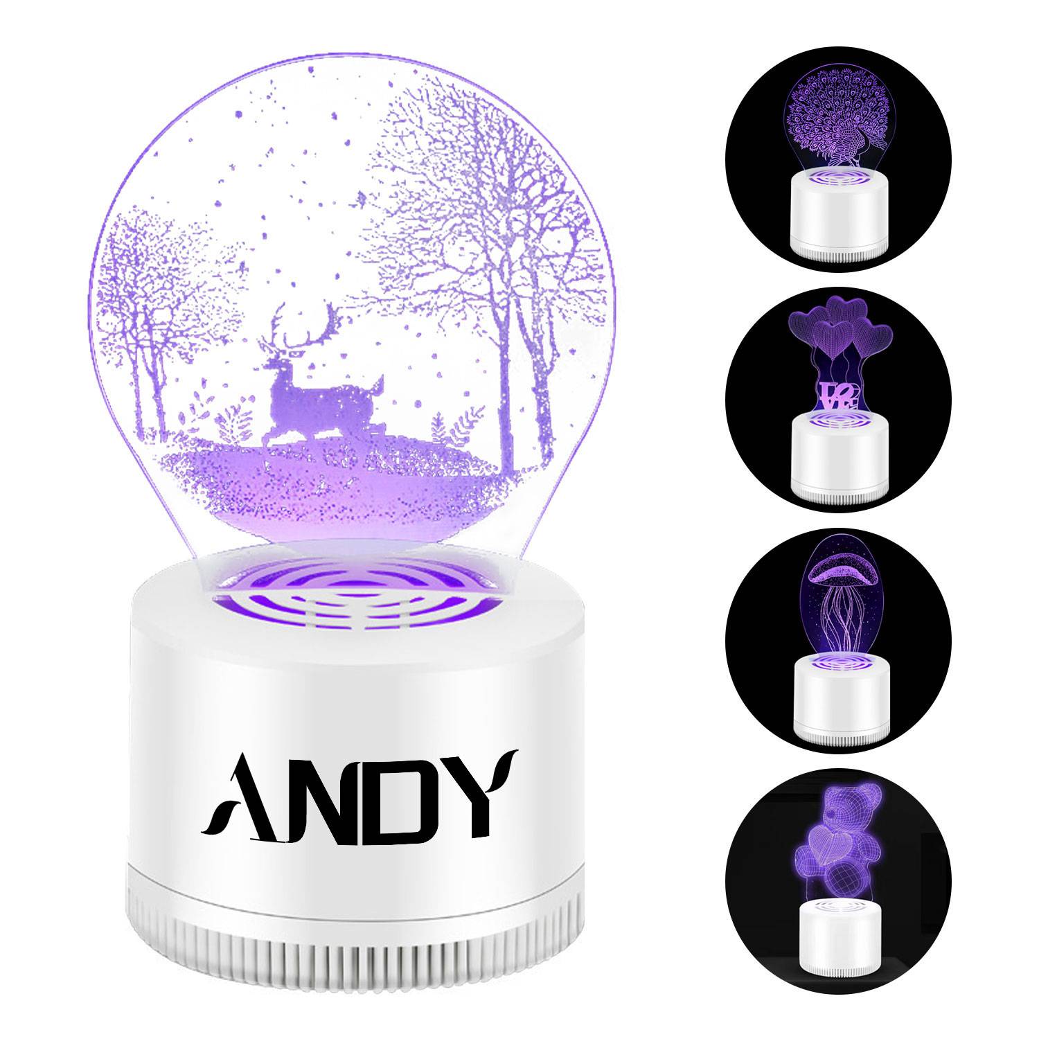 3D USB rechargeable LED purple light trapmosquito lamp