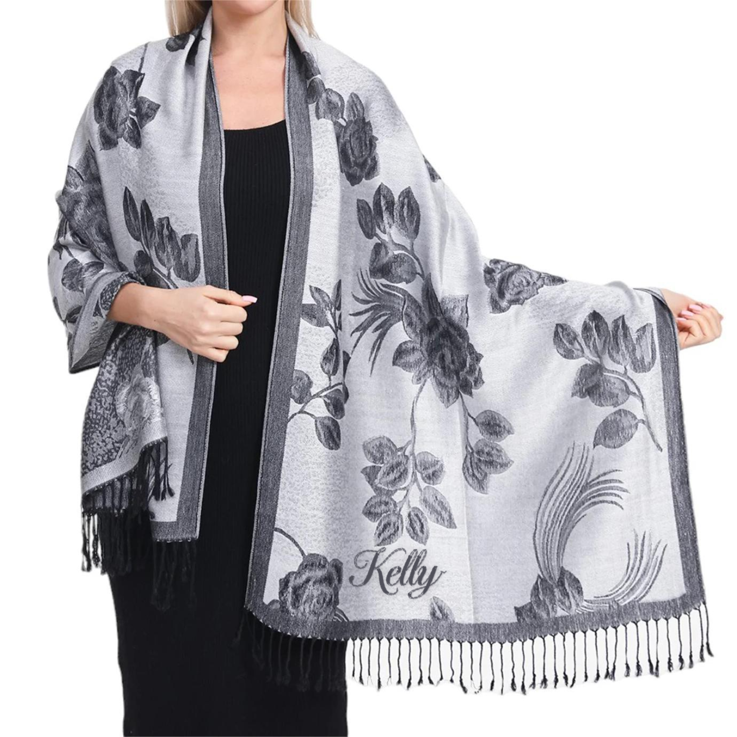 Women Soft Silky Shawl Wrap Fringes Scarf