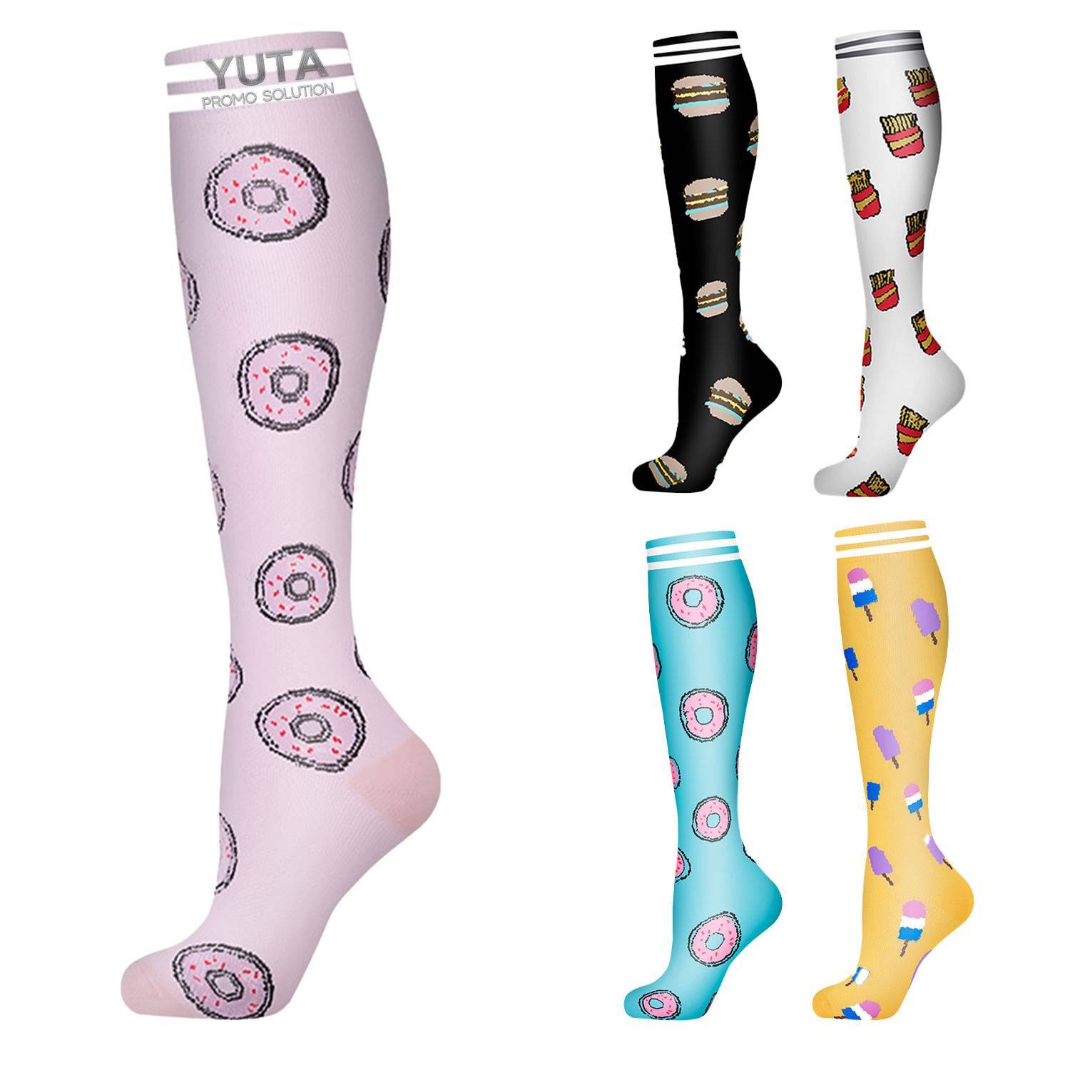 Polyester Non Slip Moisture Wicking Sport Calf Socks