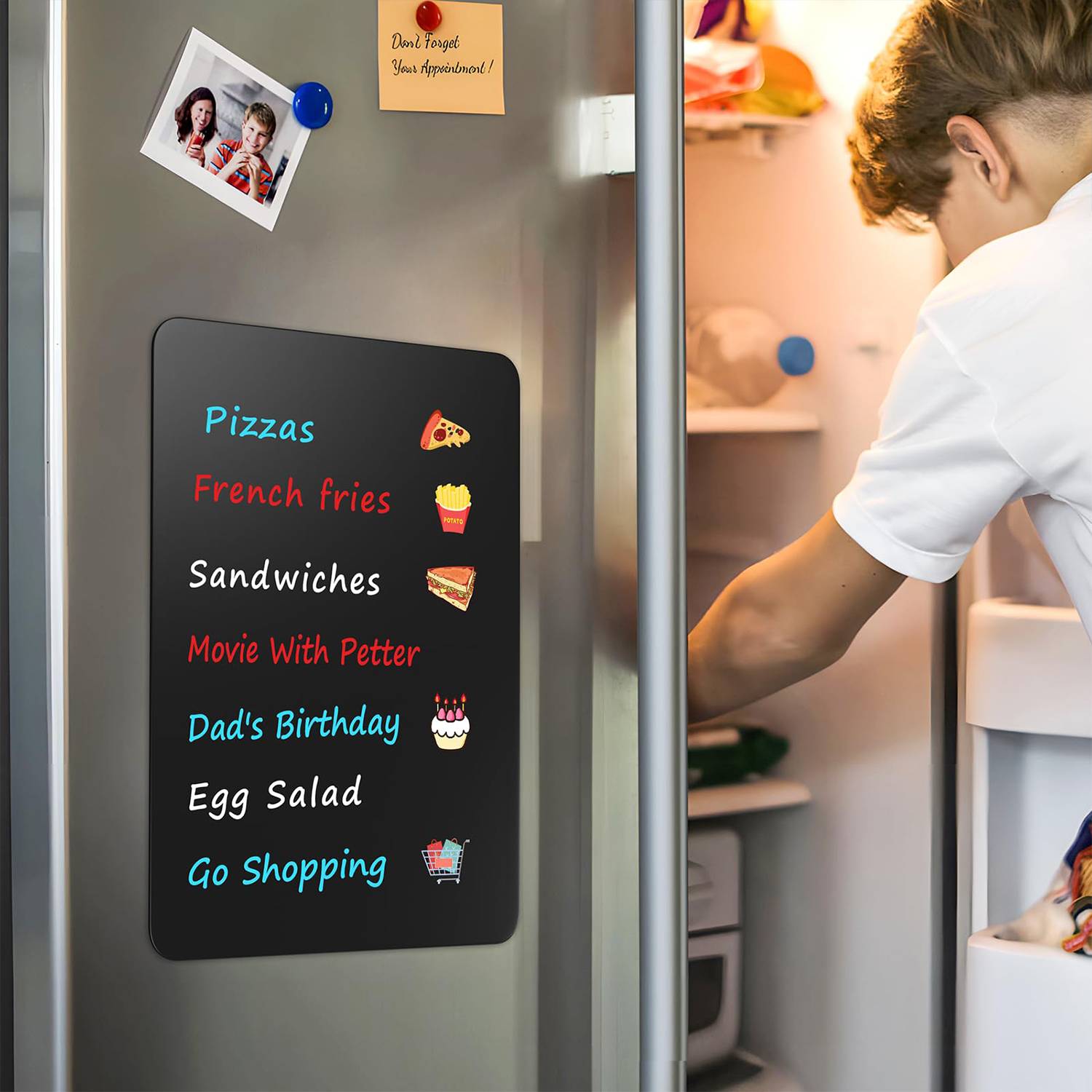 Magnetic Black Dry Erase Board Sheet w/ 3 Markers - Image 7