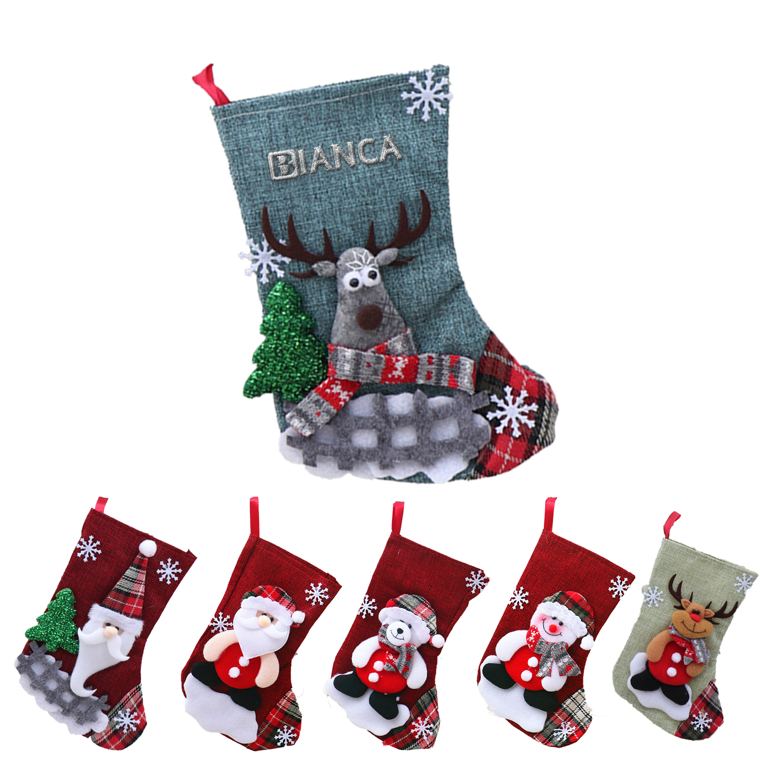 Santa Claus Elk Socks Gift Bag