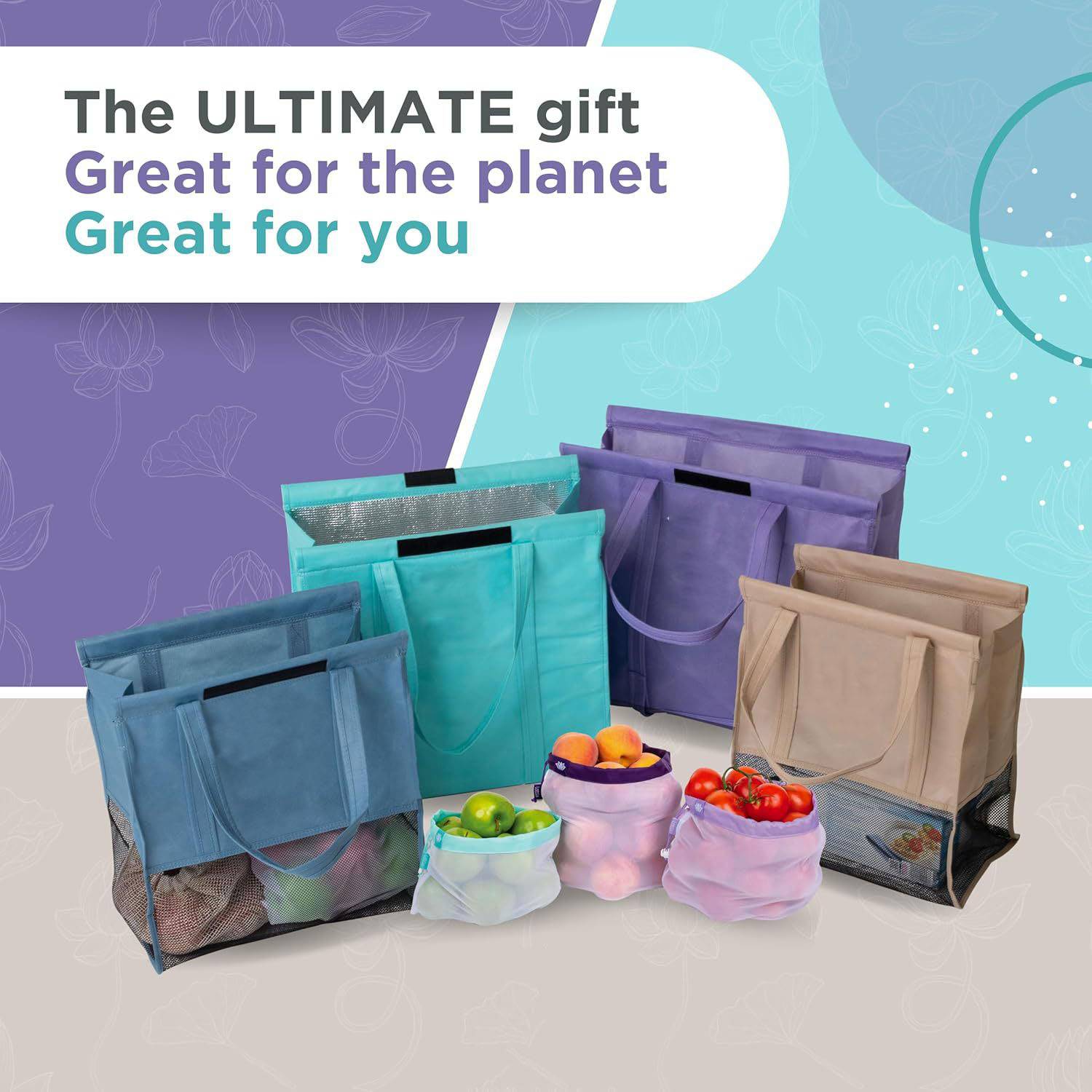 4 Pack Reusable Non-Woven Grocery Shopping Bags - Image 3