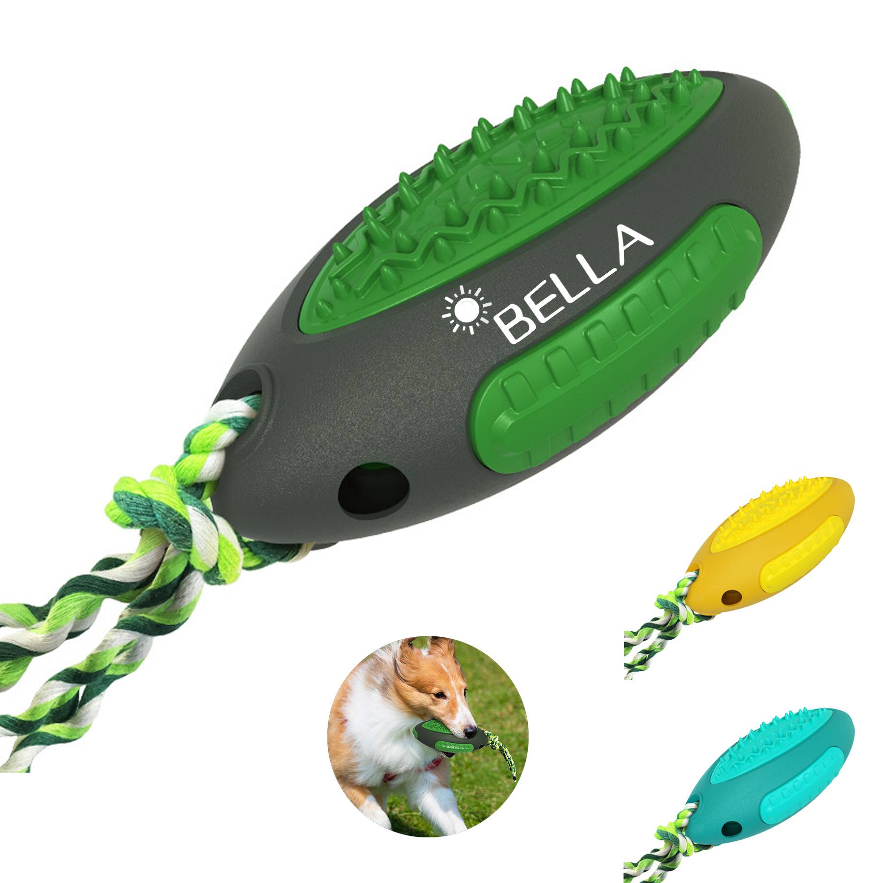 Tpr Puzzle Treat Dog Toys Blue Green Yellow