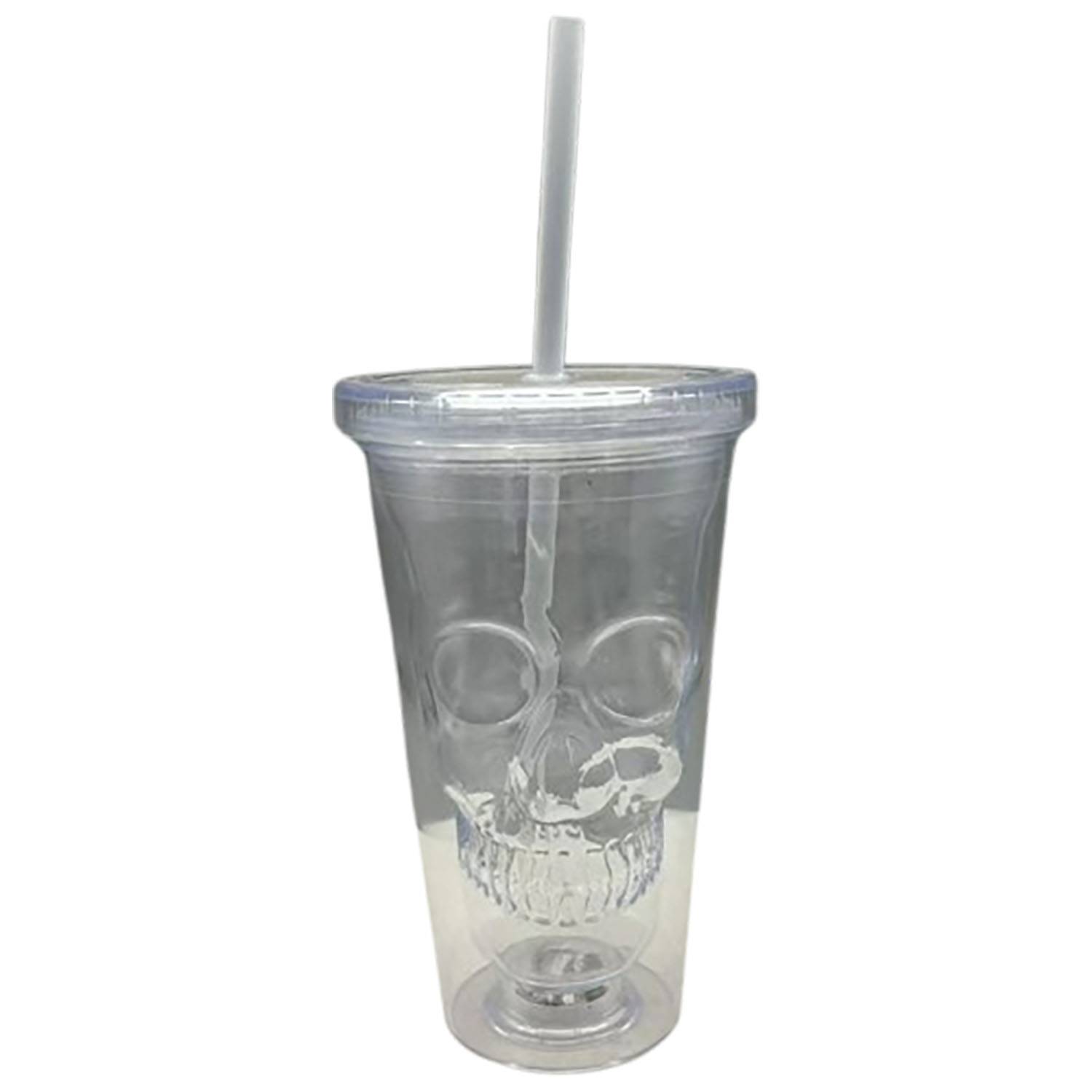 12oz LED Light Up Halloween Skeleton Straw Cup - Image 4
