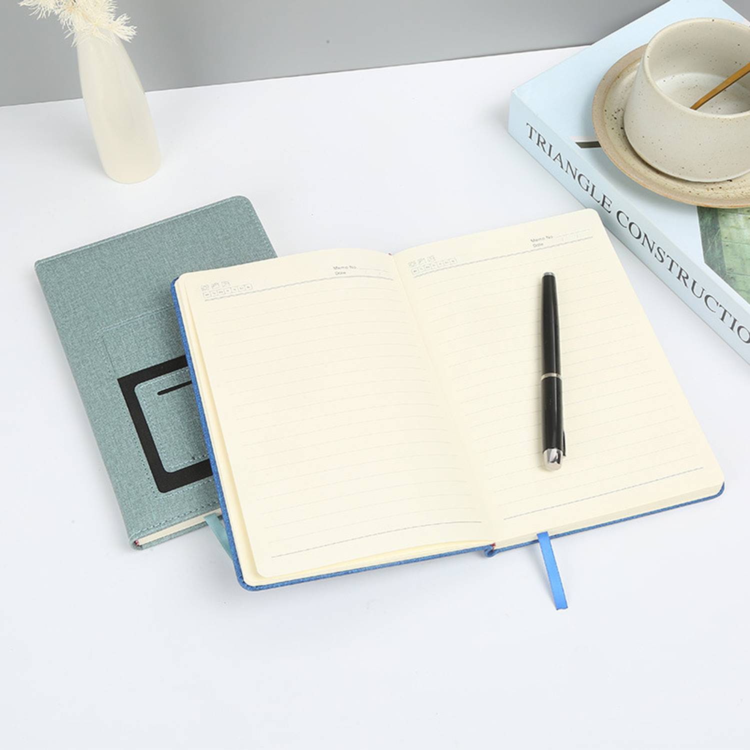 A5 Commercial Leather Cover Notebook With Pocket - Image 3