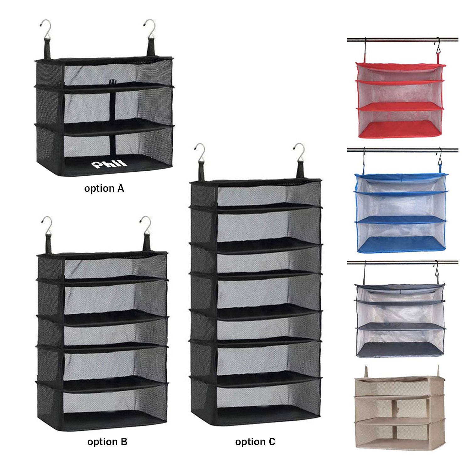3/5/7-Layer Hanging Organizer - Foldable Mesh Storage Bag