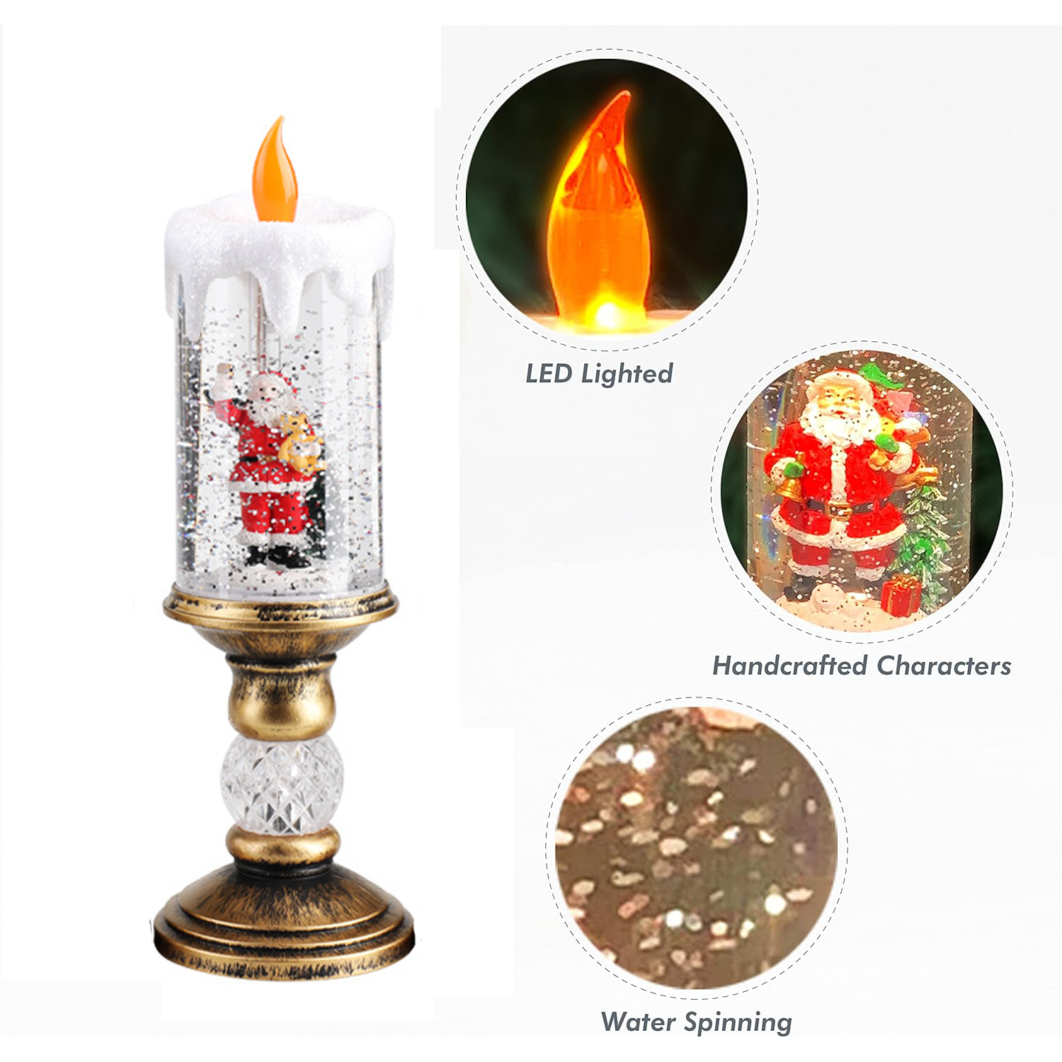 Christmas Candles with Santa Claus Snowman - Image 5