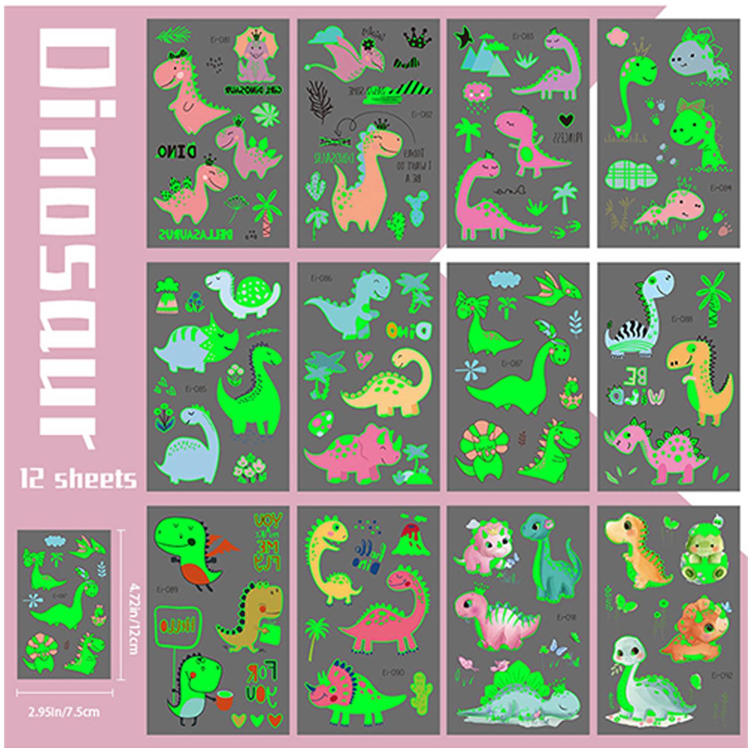 12-Pieces Luminous Dinosaur Tattoos - Image 5