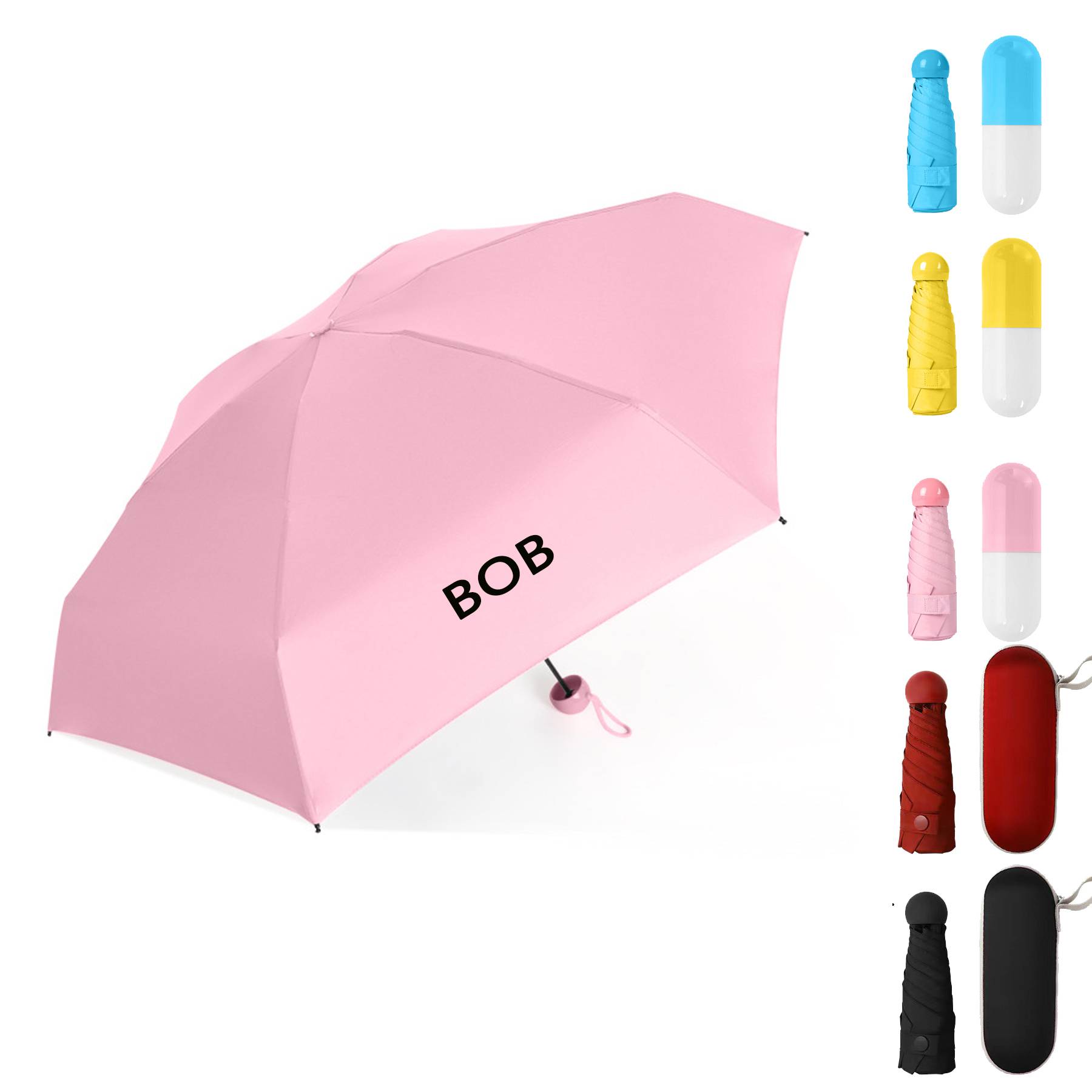 Mini Folding Travel Umbrella With Capsule Case