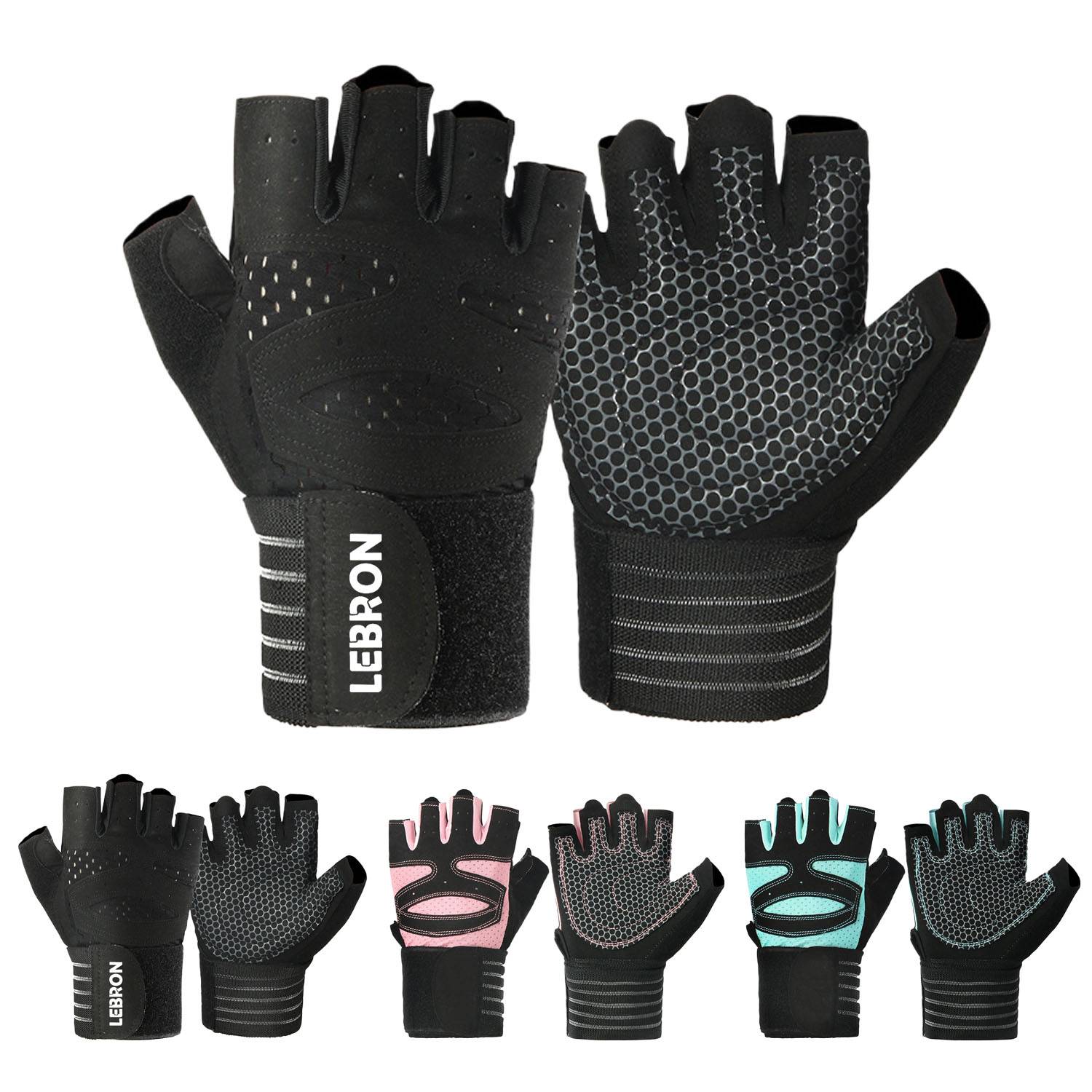 Unisex Padded Gym Workout Gloves w/ Adjustable Wrist Strap