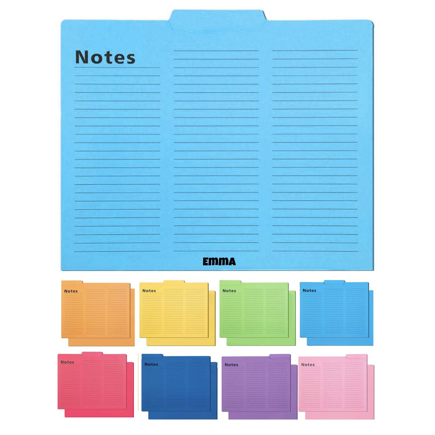 16-Pack Notes Tabbed Lined File Folders