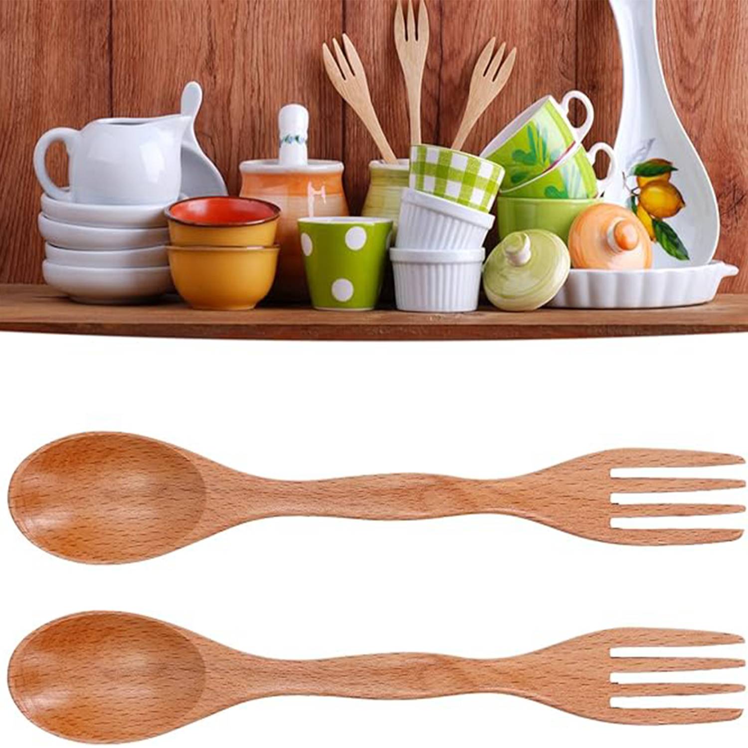 Multi-function Wooden Fork And Spoon - Image 4