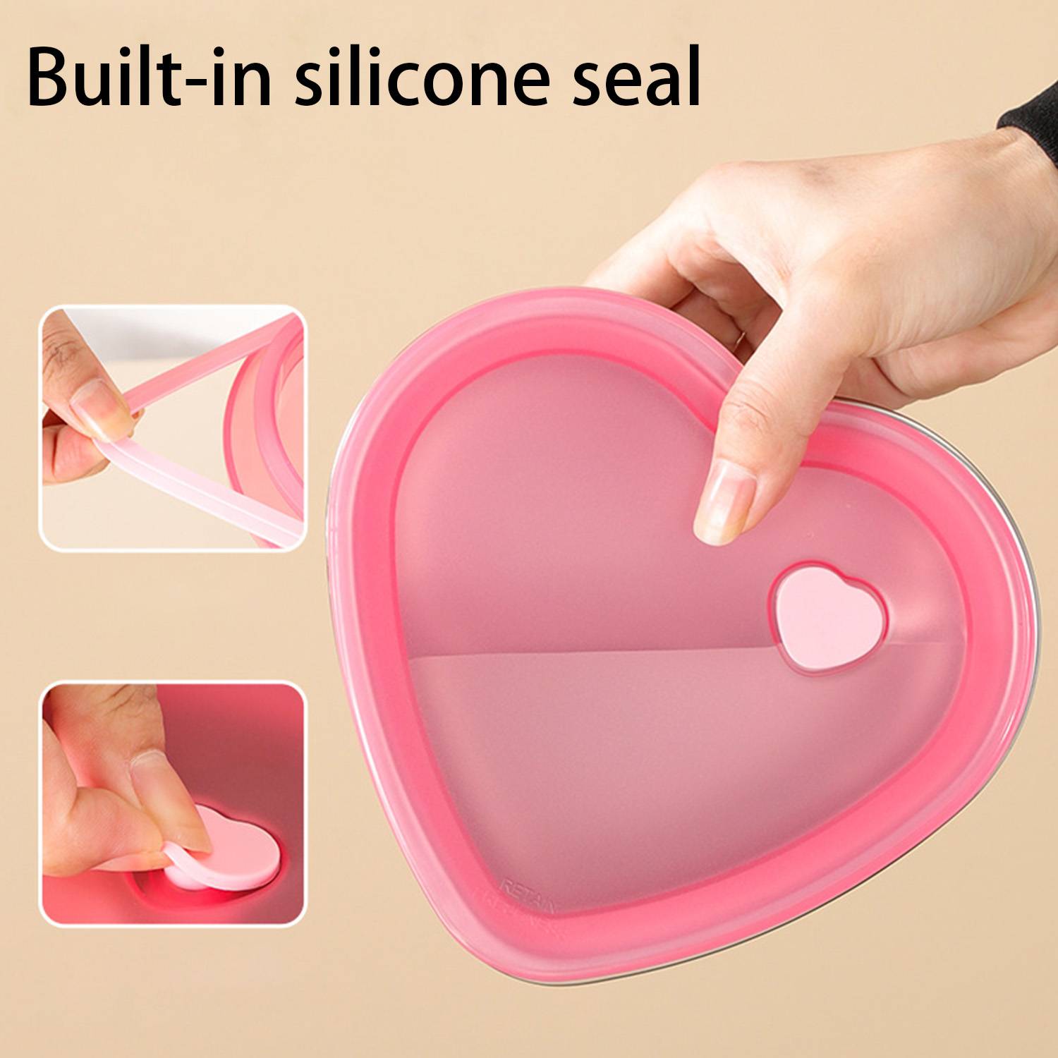 30oz Stainless Steel Heart Cake Containe w/ Lid - Image 5