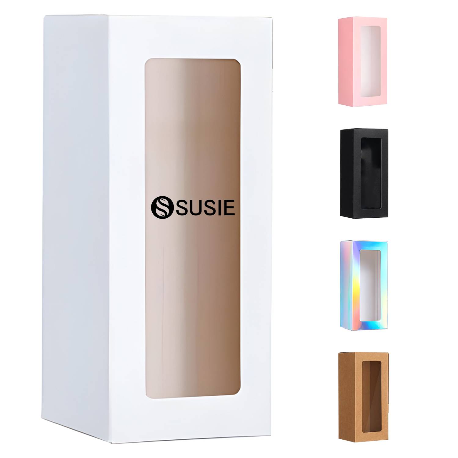 Recyclable Paper Gift Box w/ Ribbon & Clear Window