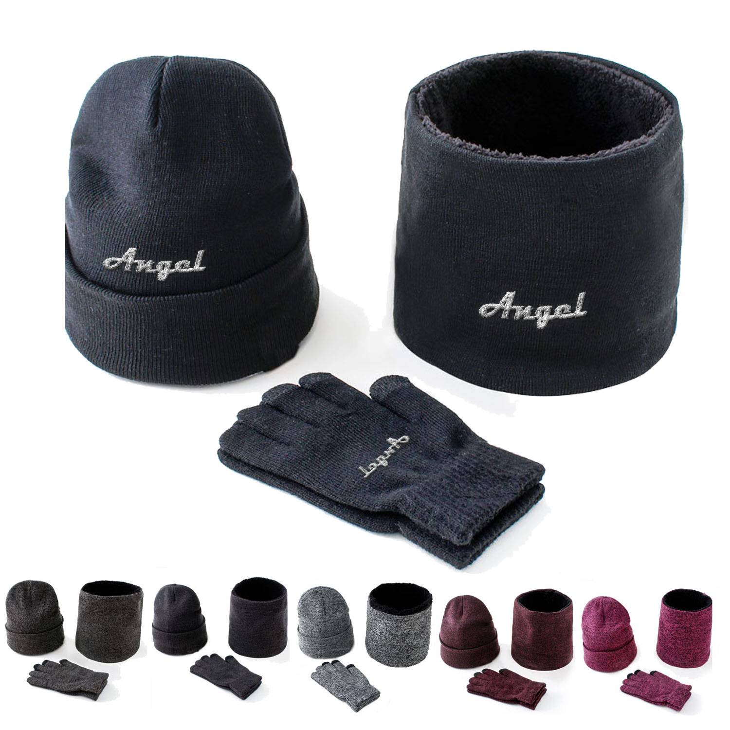 Knitted Hat Scarf Gloves