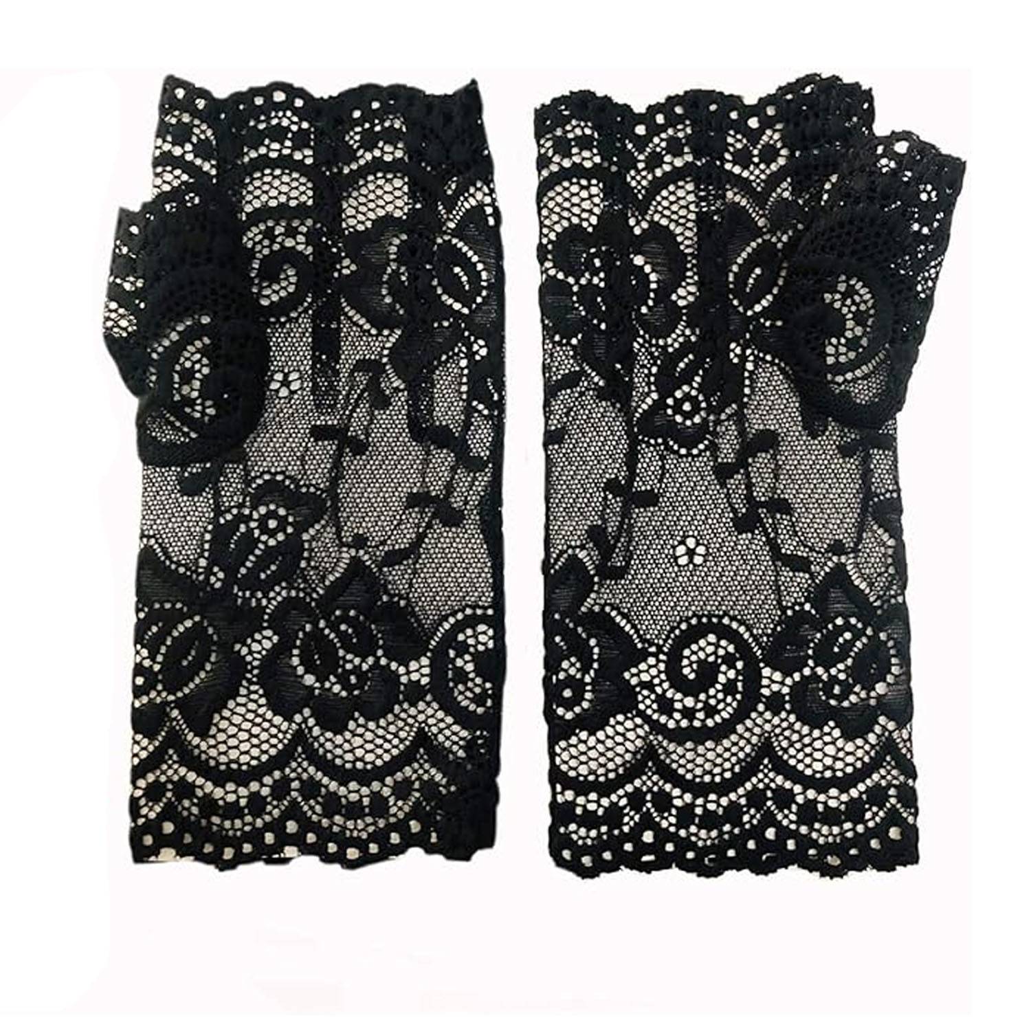 Ladies half finger lace gloves - Image 5